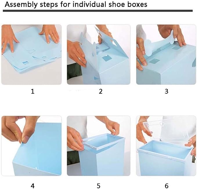 6 pcs Plastic Shoe Box Stackable Foldable Shoe Organizer