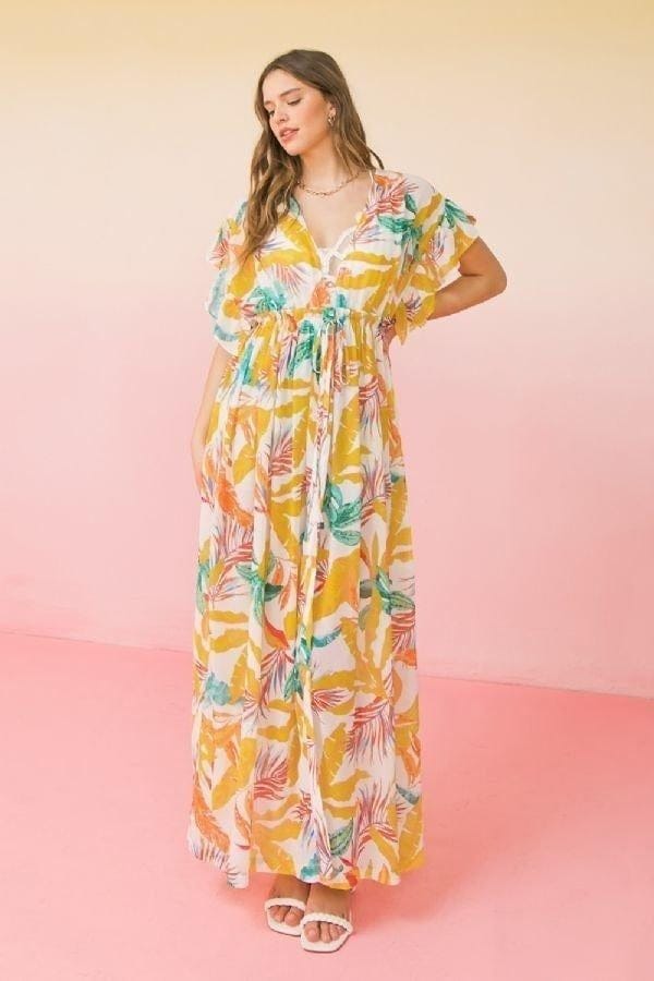 A Printed Woven Maxi Cover Up