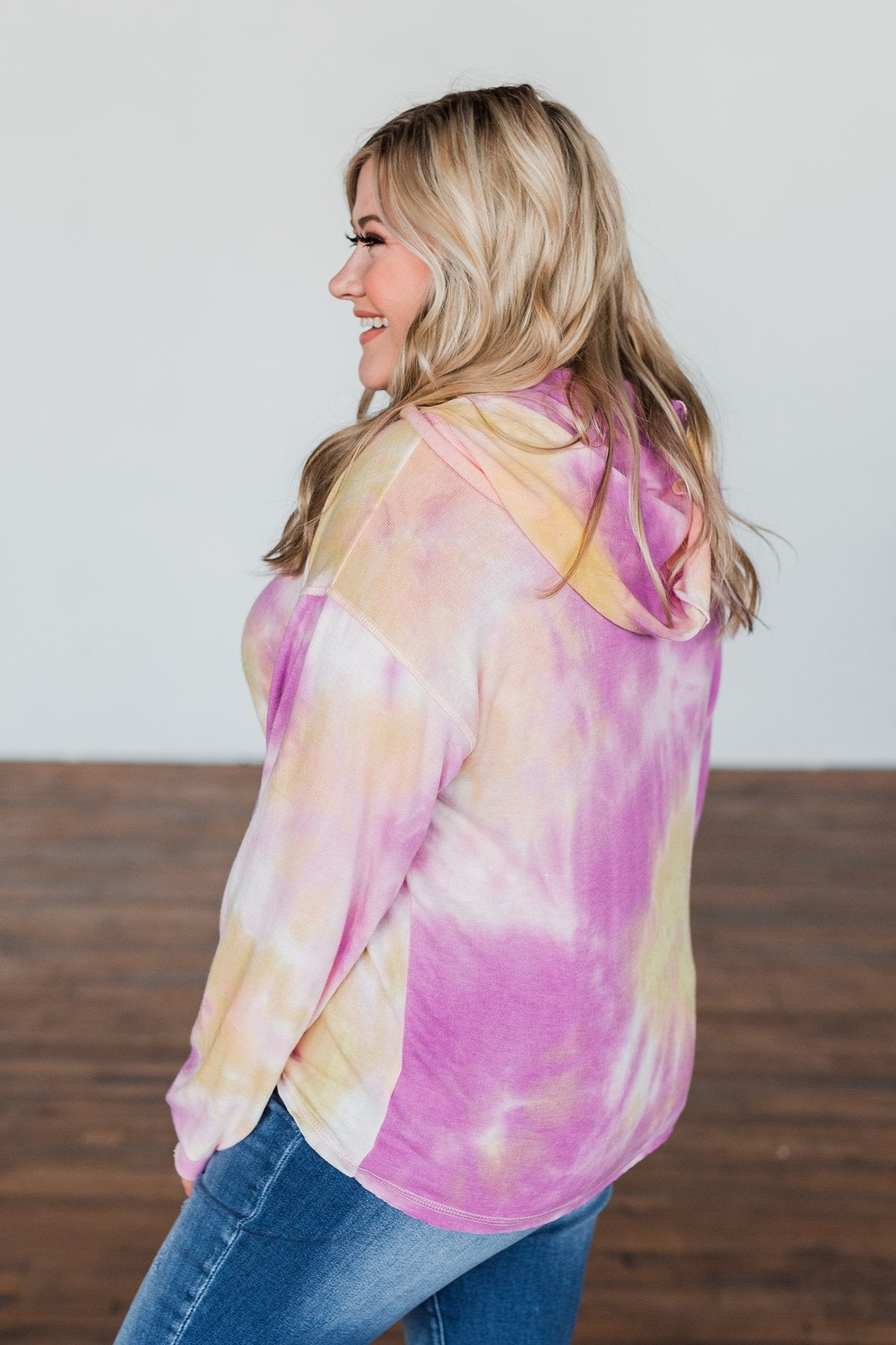 Anything But Simple Tie Dye Hoodie- Magenta, Yellow, Pink