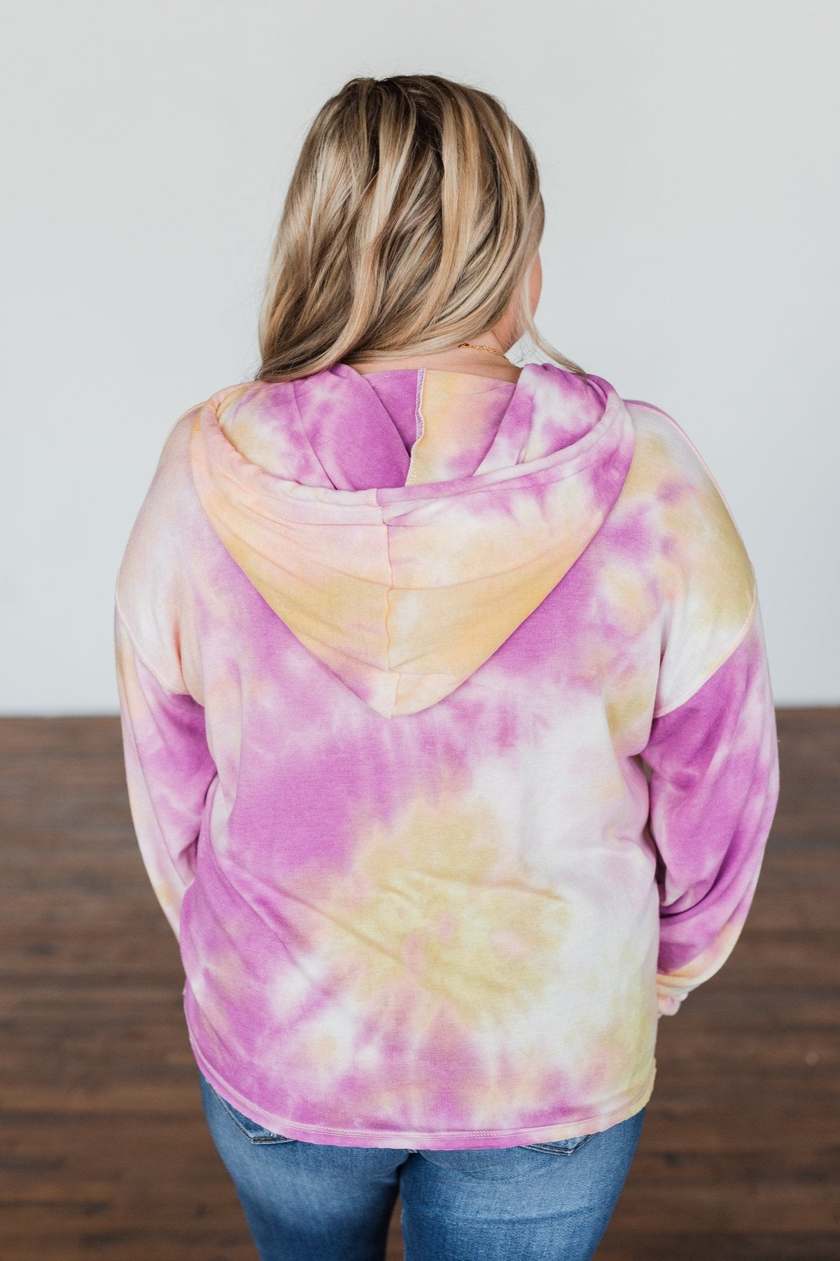 Anything But Simple Tie Dye Hoodie- Magenta, Yellow, Pink