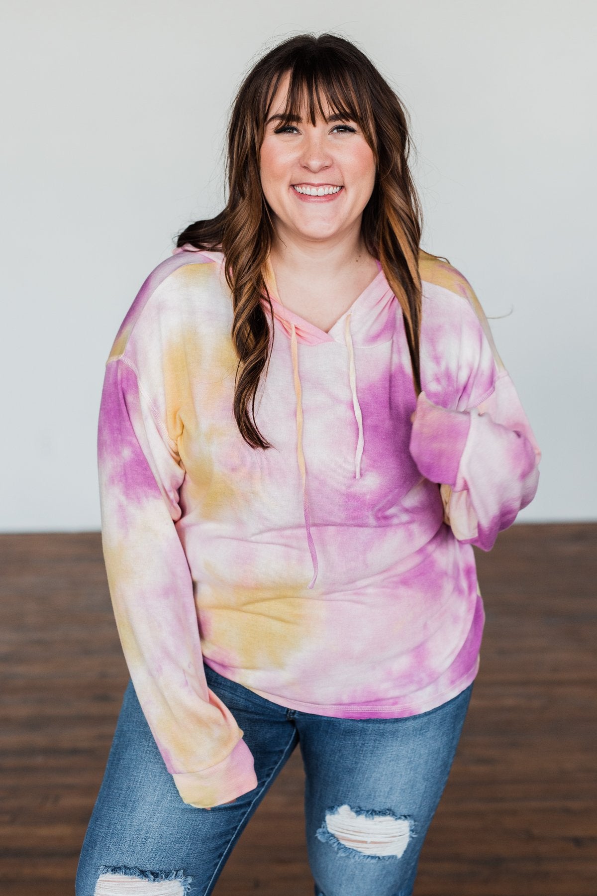 Anything But Simple Tie Dye Hoodie- Magenta, Yellow, Pink