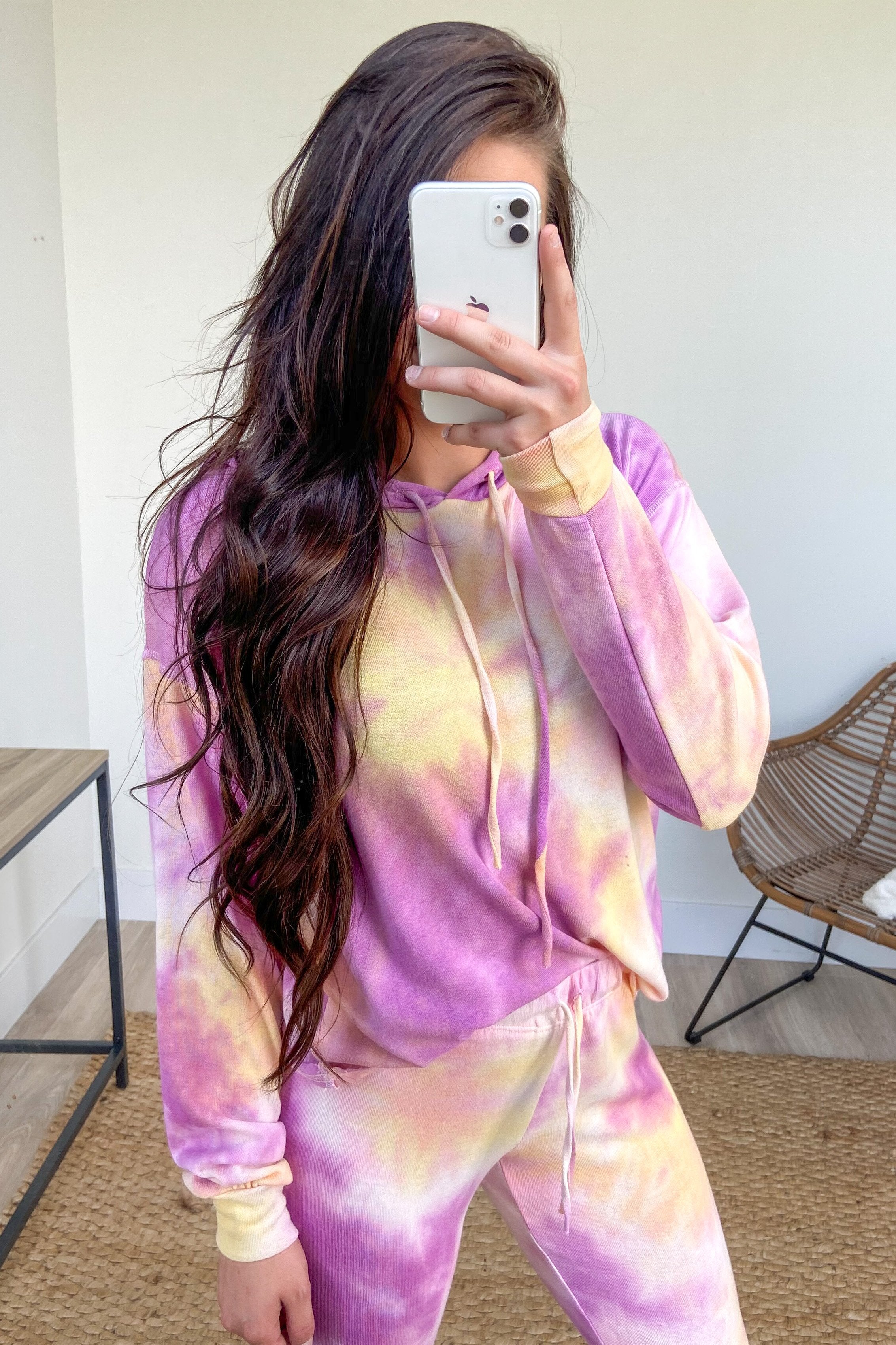 Anything But Simple Tie Dye Hoodie- Magenta, Yellow, Pink