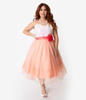 Barbie x Unique Vintage Plus Size Peaches N Cream Chiffon Dress