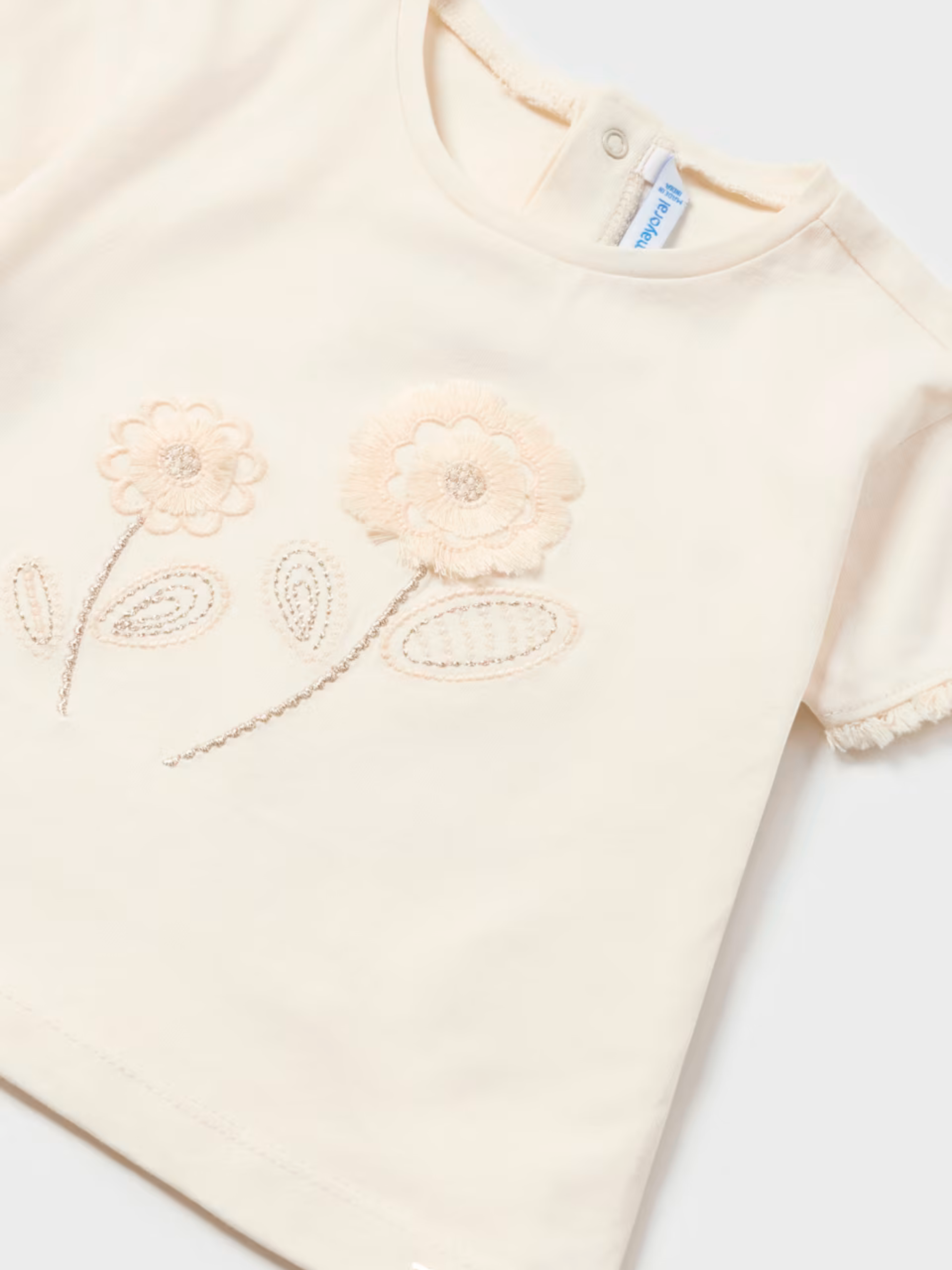 Beige Embroidered Flower Top