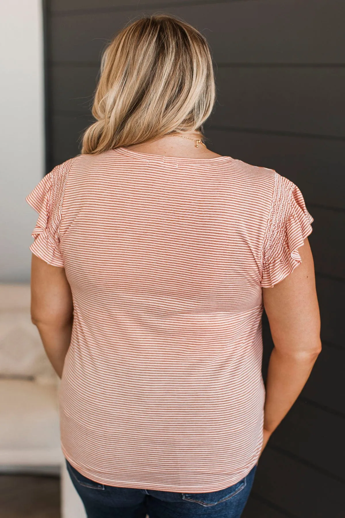 Believe Me Striped Top- Ivory & Orange