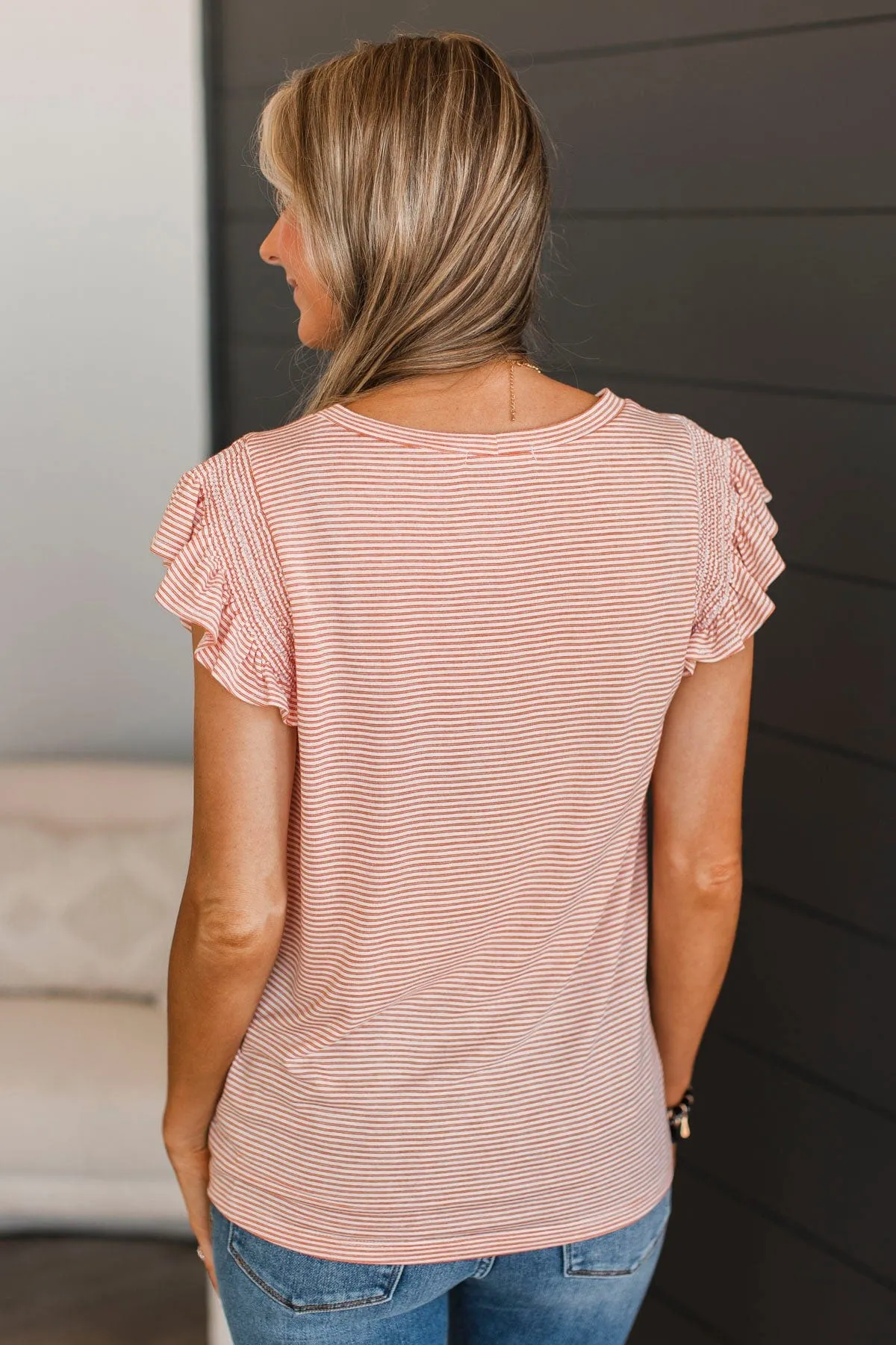 Believe Me Striped Top- Ivory & Orange