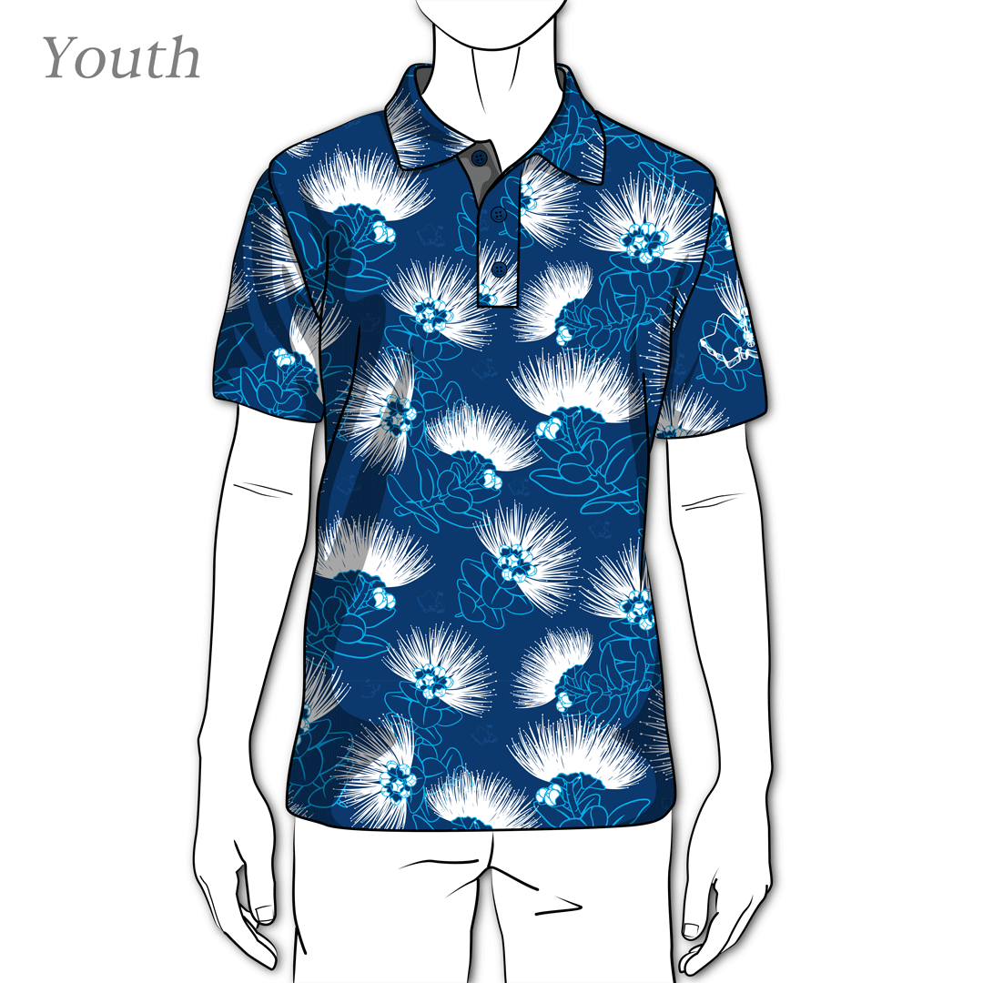 Blue Lehua - OGA Youth Polo - True Blue