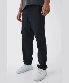 boohooMAN Mens Baggy Fit Poplin Cargo Pants