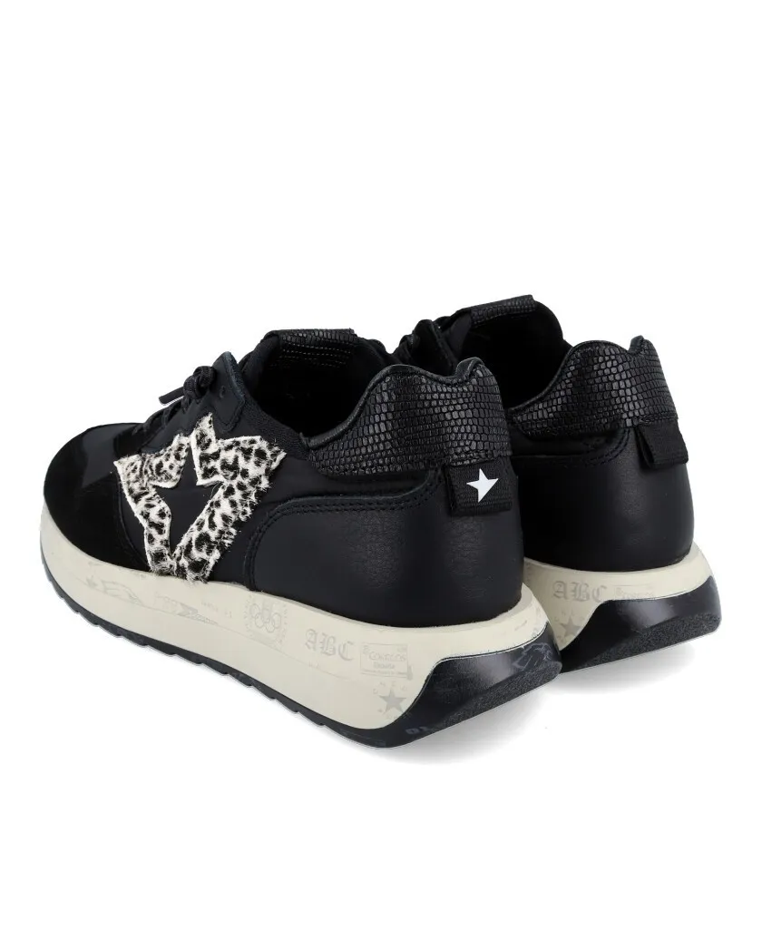 Cetti C-1311 Black sneakers with leopard detail