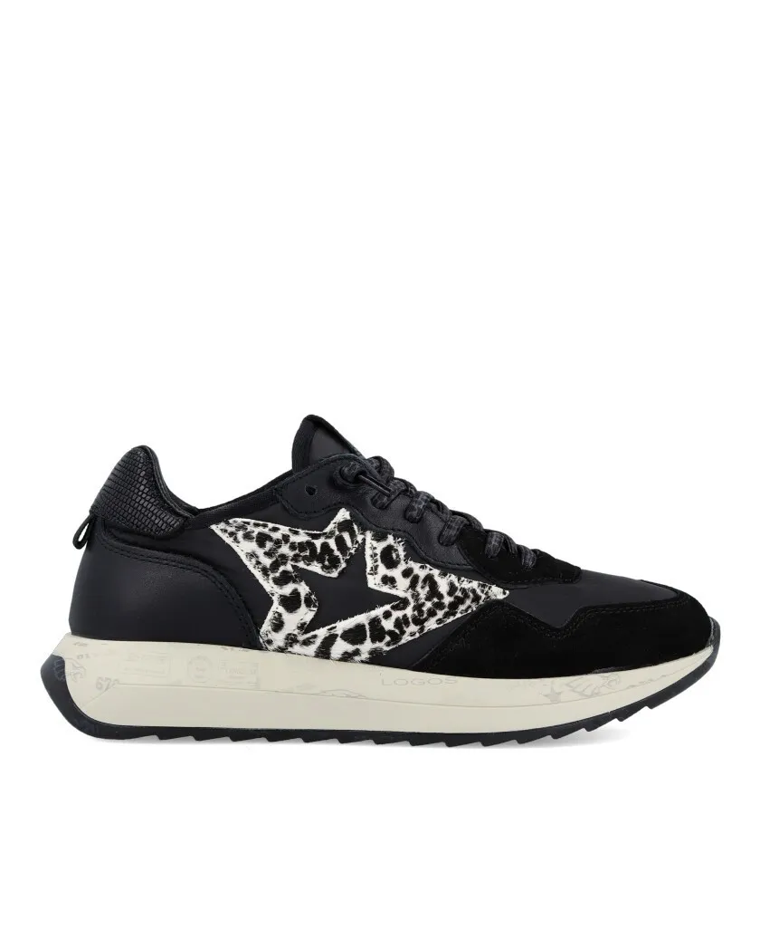 Cetti C-1311 Black sneakers with leopard detail