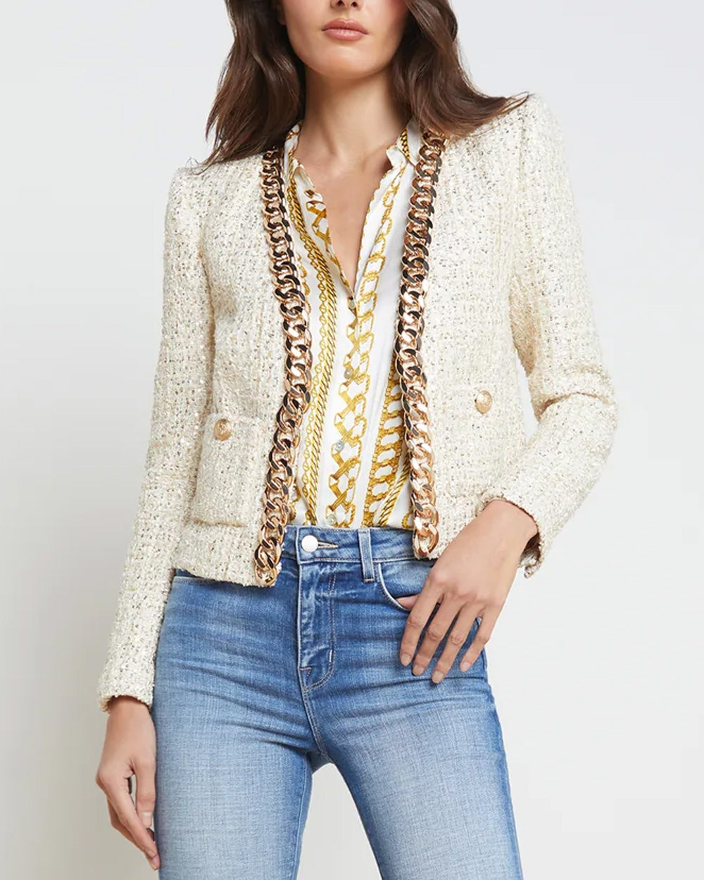 Champagne And Gold Chain Greta Jacket