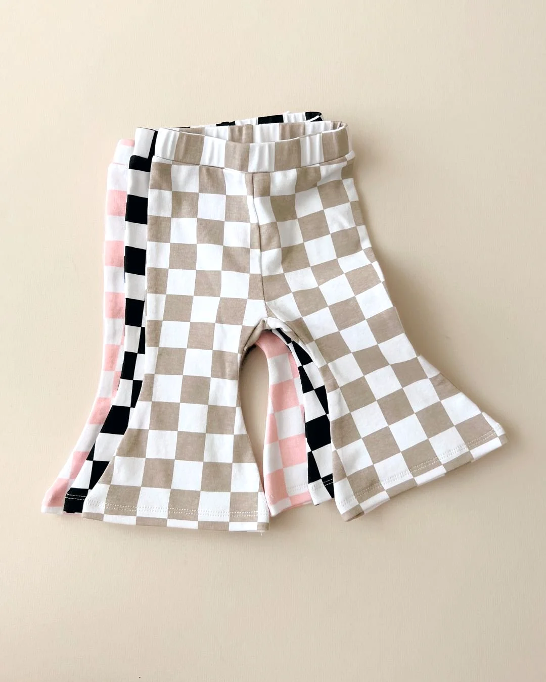 Checkered Flare Pants | Latte