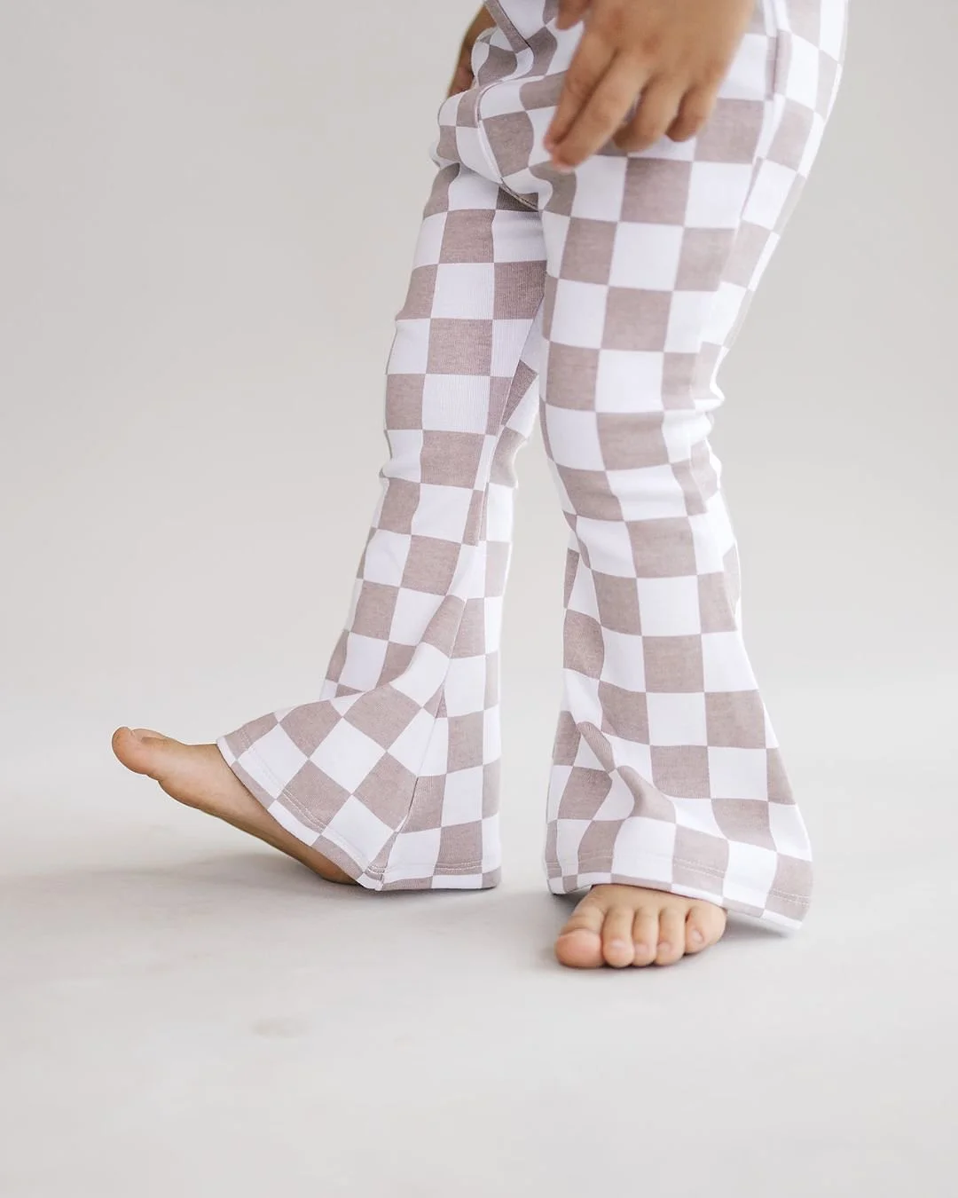 Checkered Flare Pants | Latte