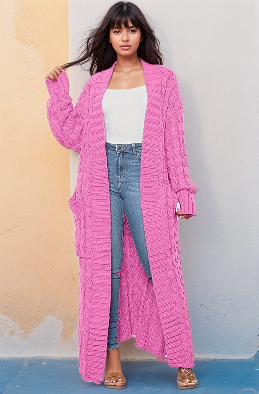 Chic Comfort Maxi Sweater Cardigan |Pink