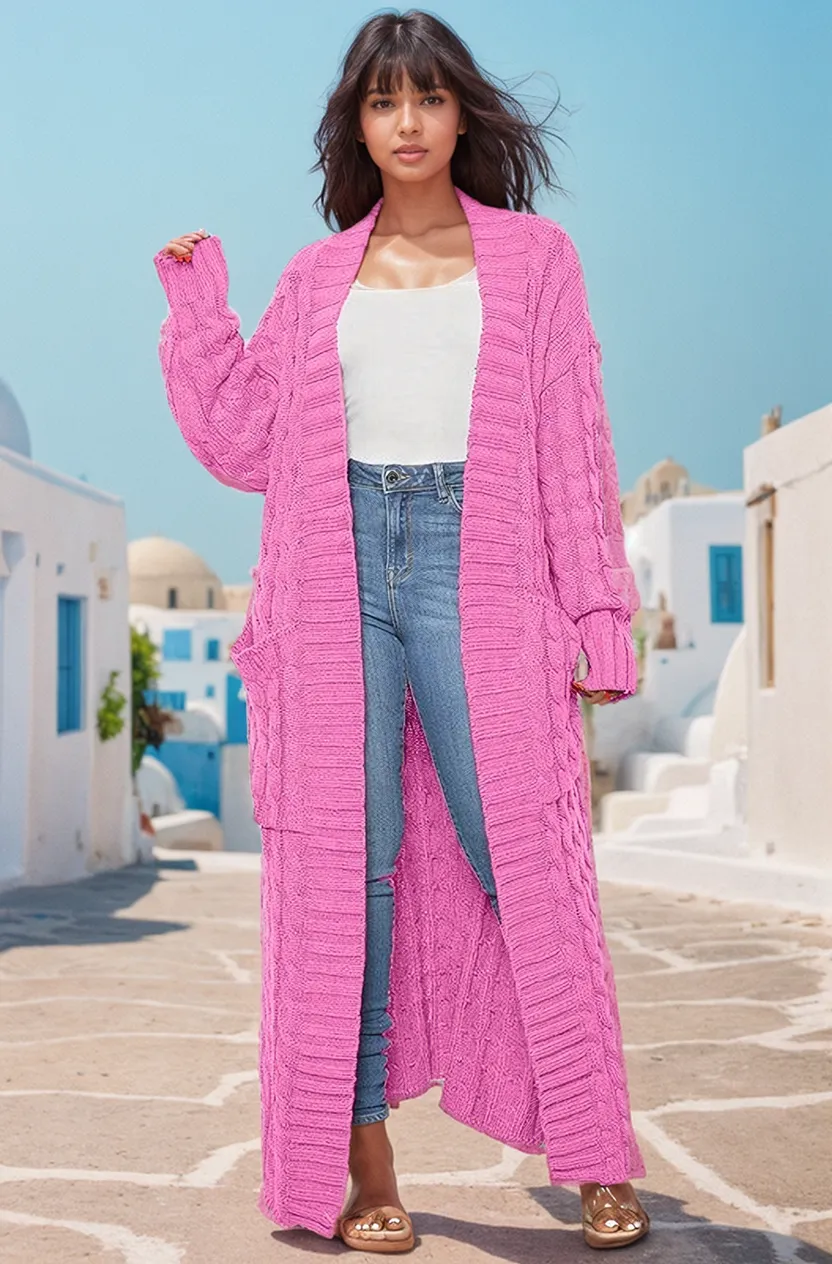 Chic Comfort Maxi Sweater Cardigan |Pink