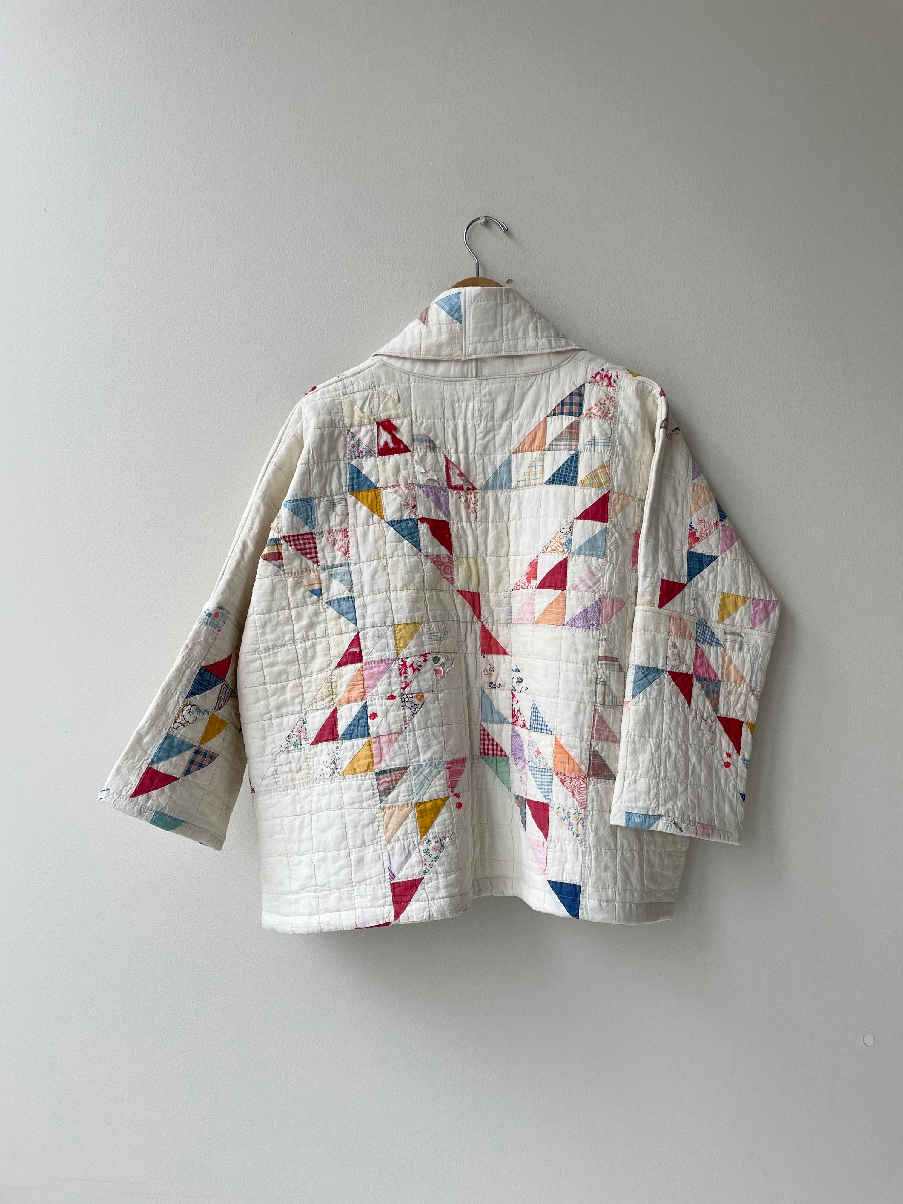 Colorful Sawtooth Handmade Quilt Coat