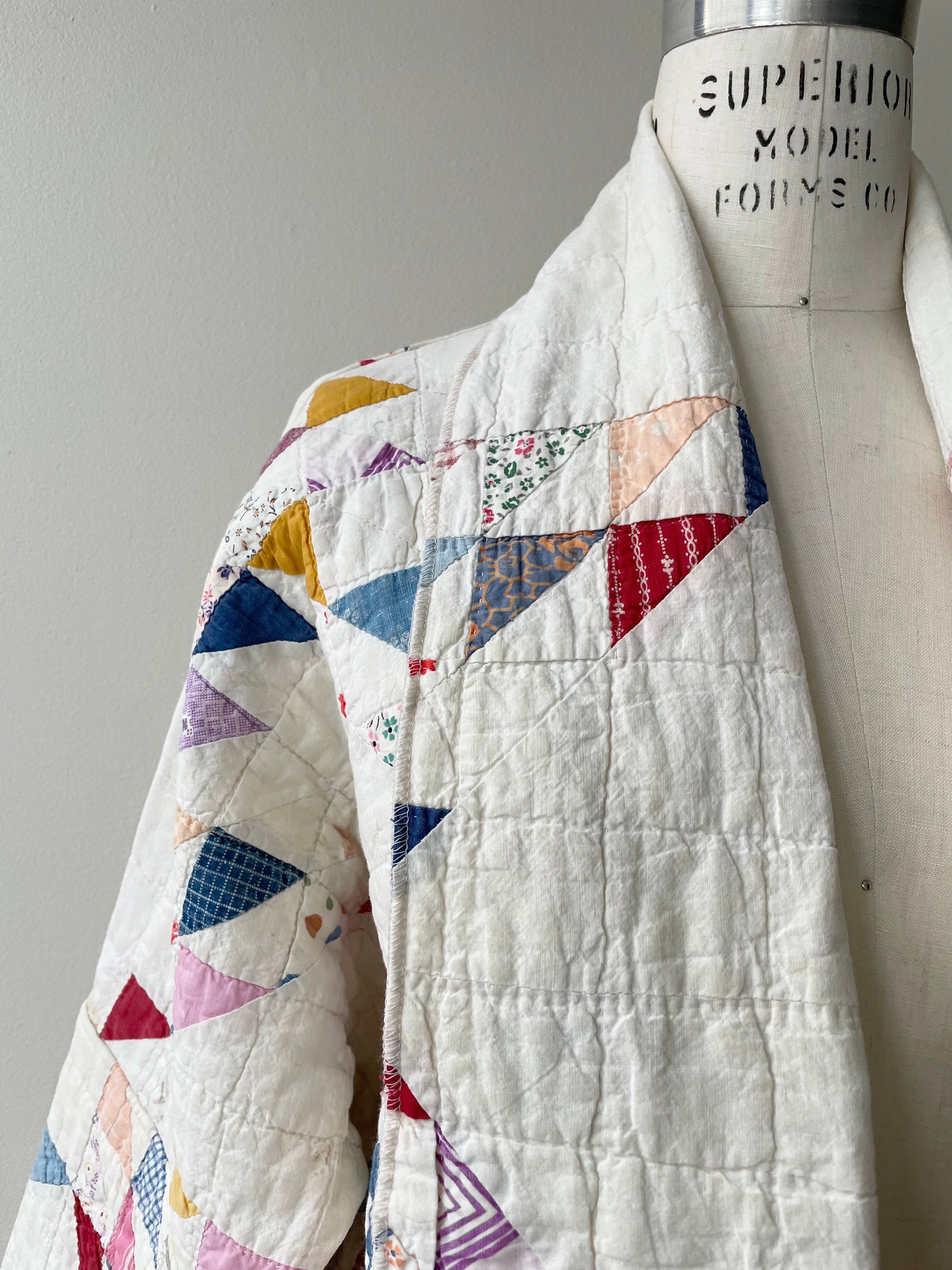 Colorful Sawtooth Handmade Quilt Coat