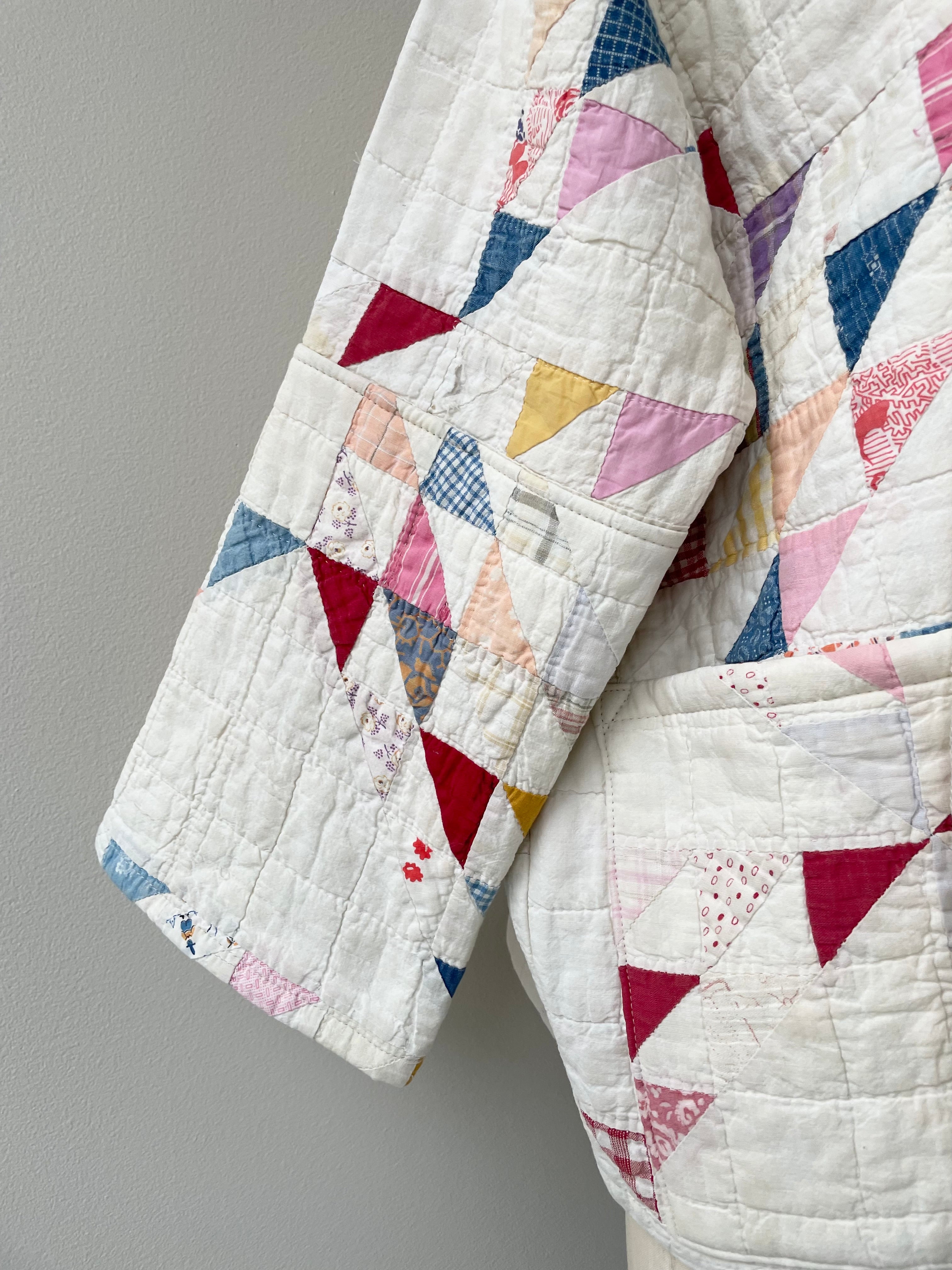 Colorful Sawtooth Handmade Quilt Coat