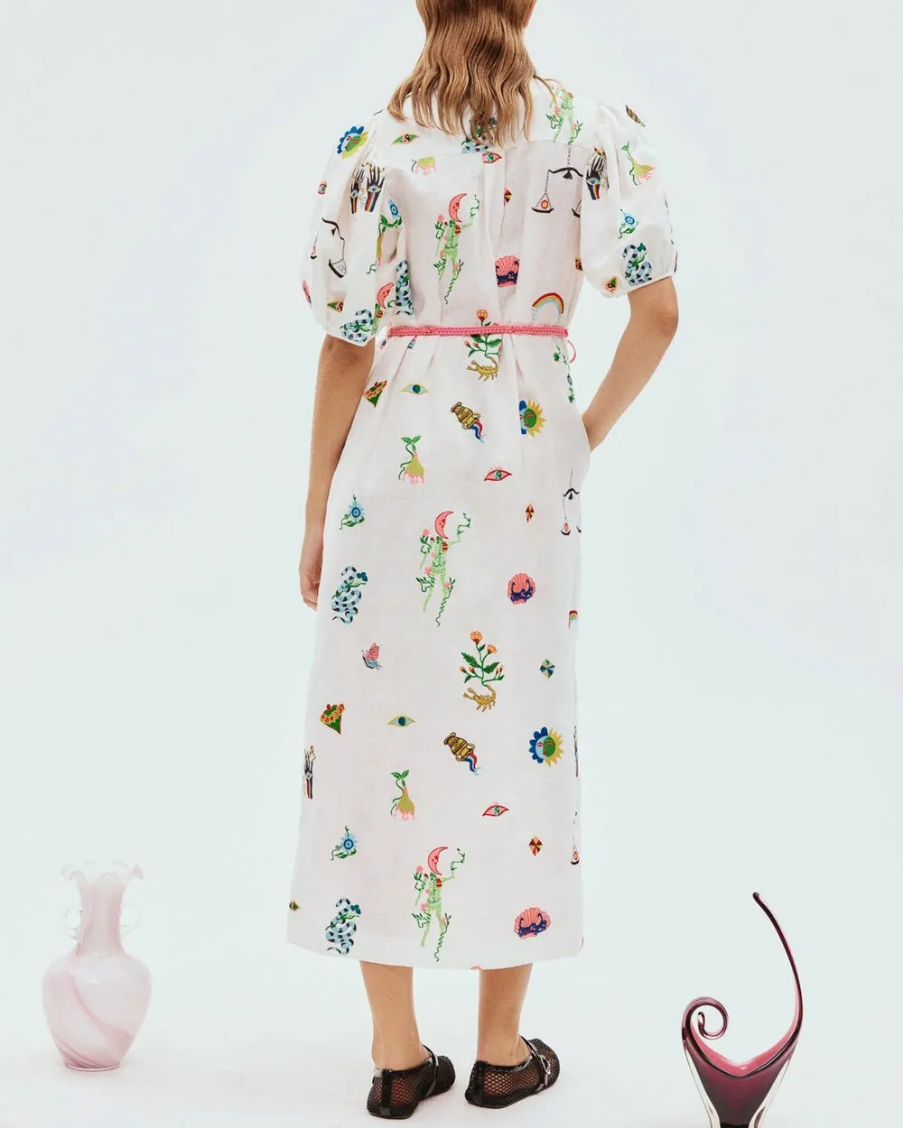 Cream Embroidered Atticus Shirtdress