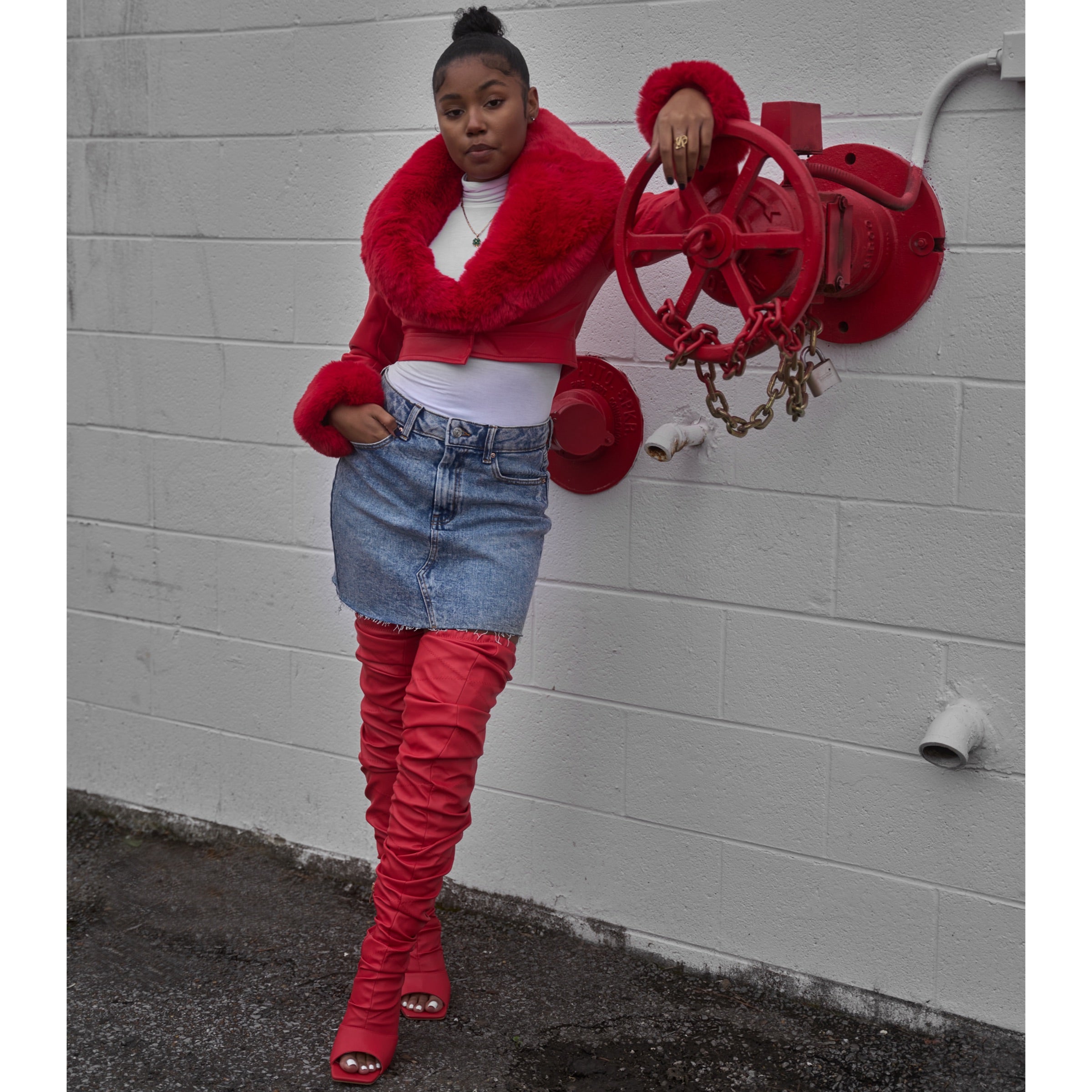 crush on you -  red faux leather jacket