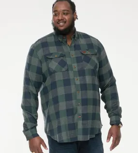 D555 Big Mens Long Sleeve Check Overshirt With Two Patch Pockets (GARFIELD)