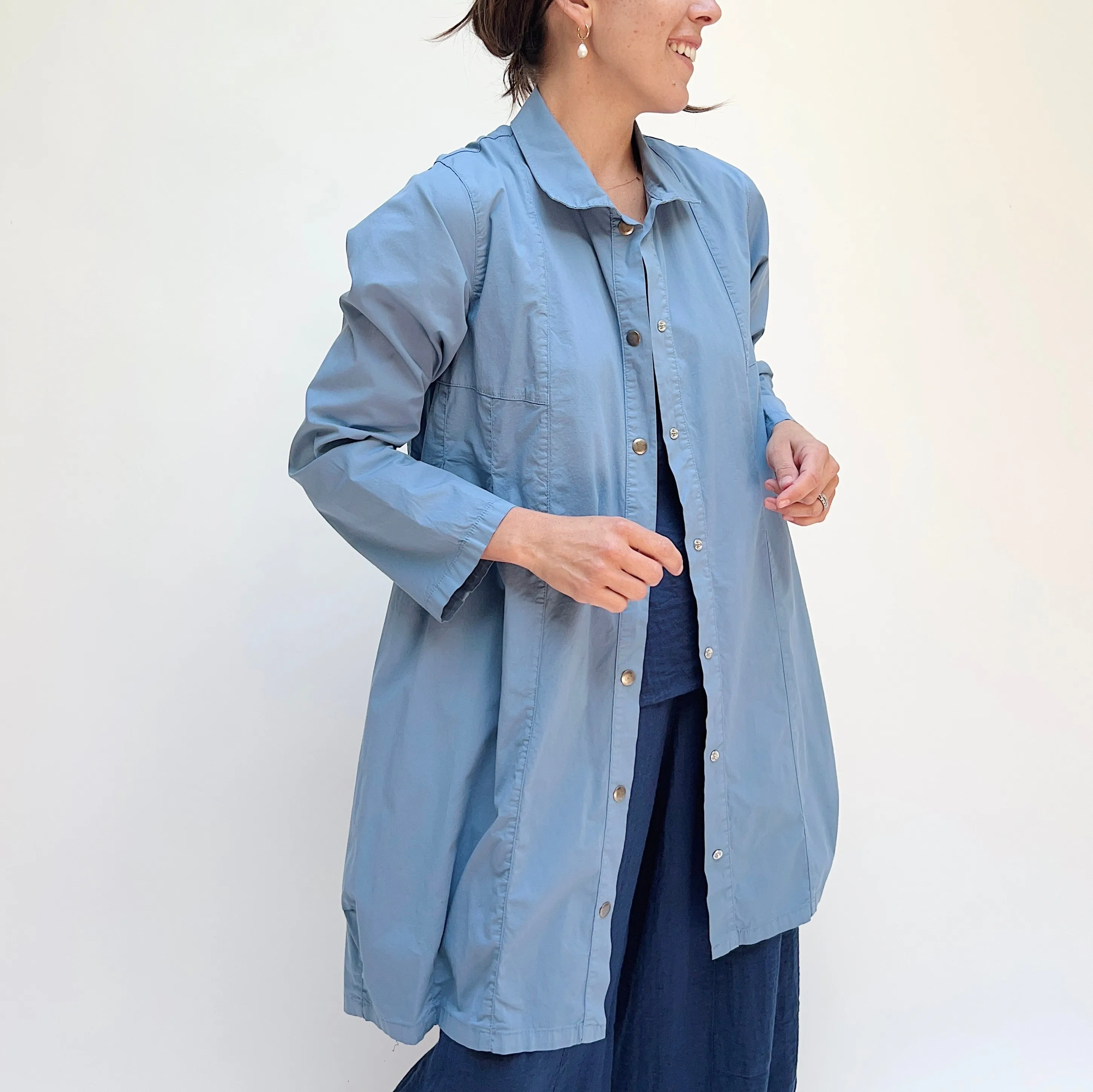 Eleven Stitch | Darted Coat in Powder Blue