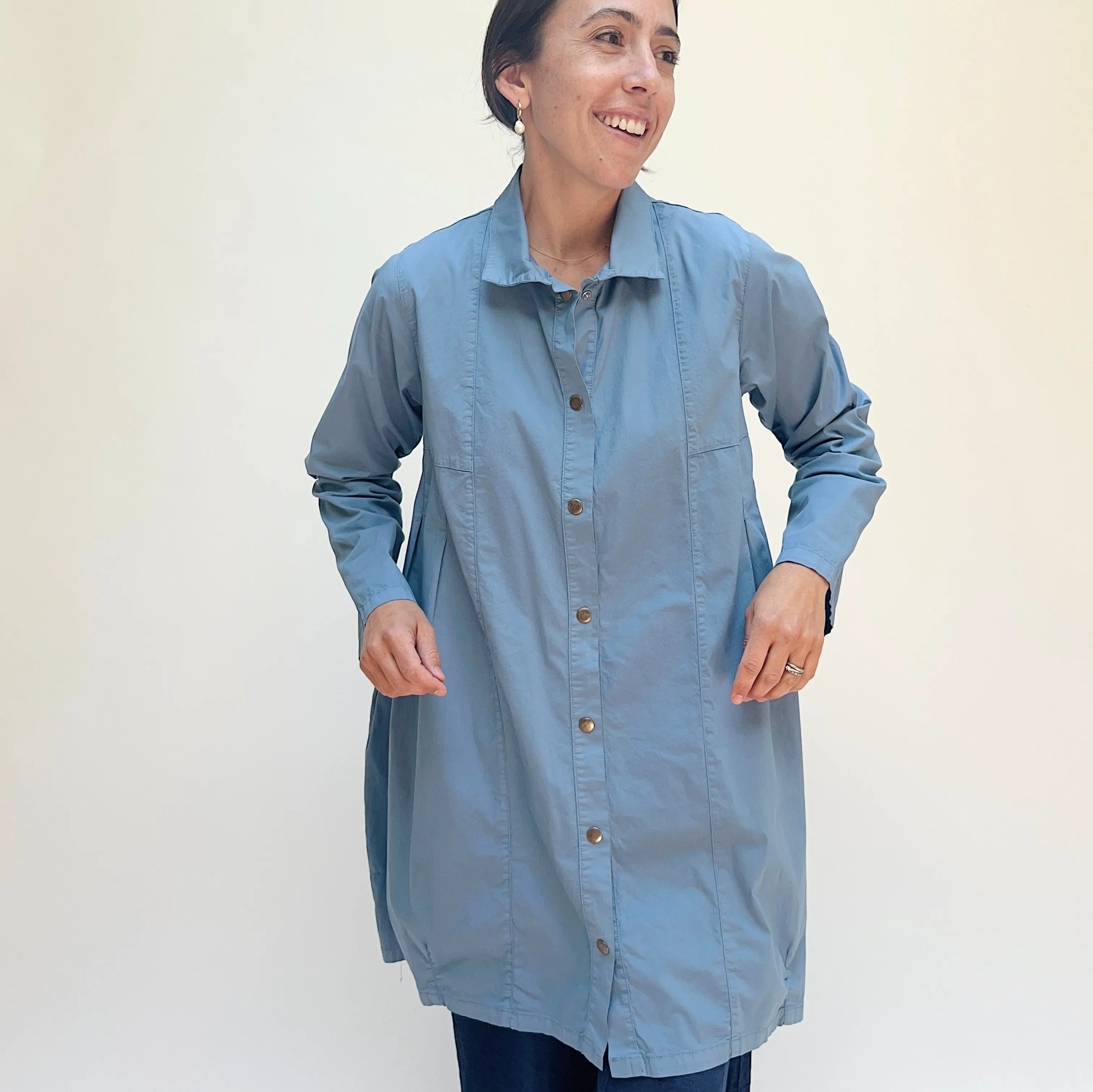 Eleven Stitch | Darted Coat in Powder Blue