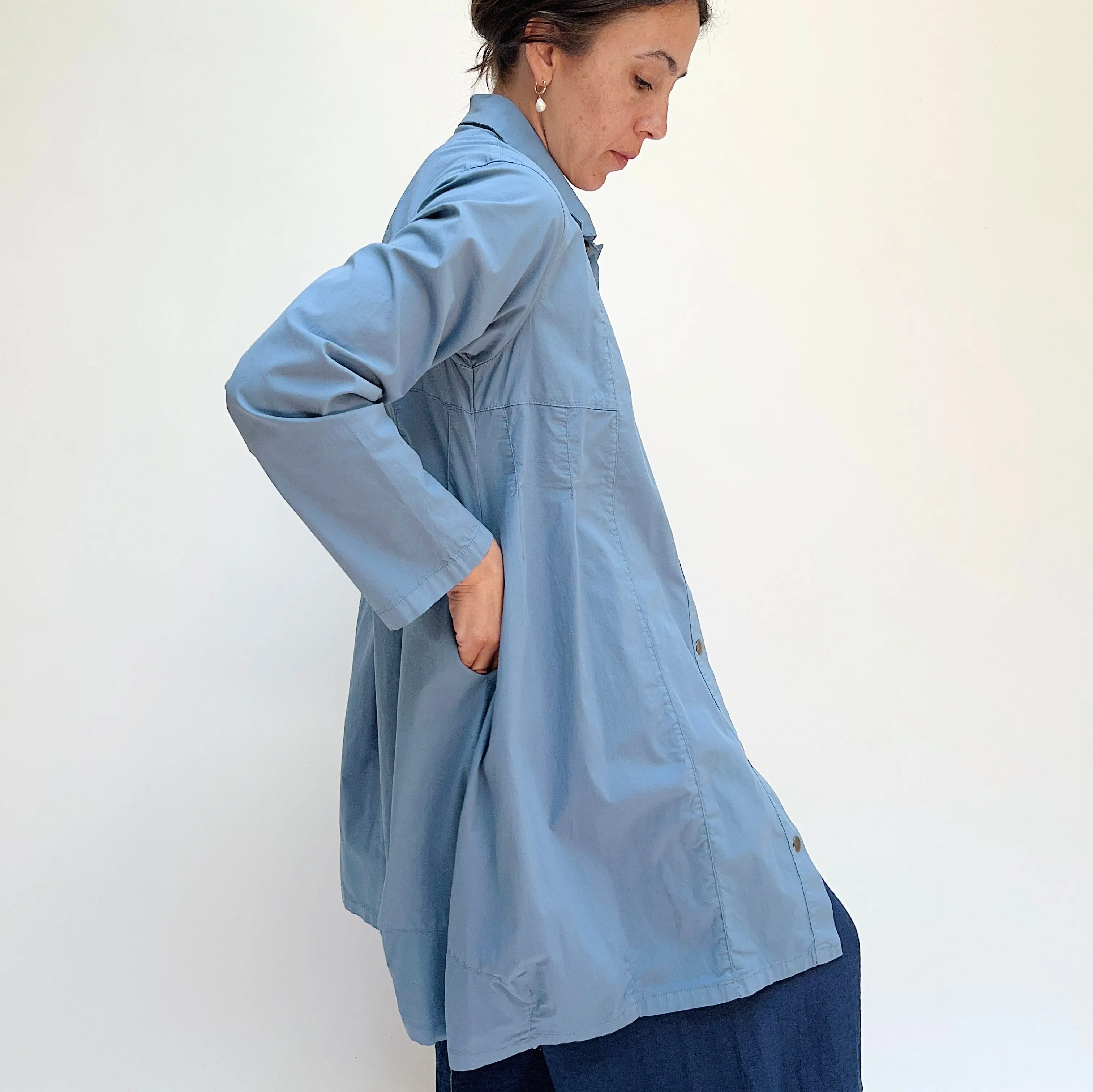 Eleven Stitch | Darted Coat in Powder Blue