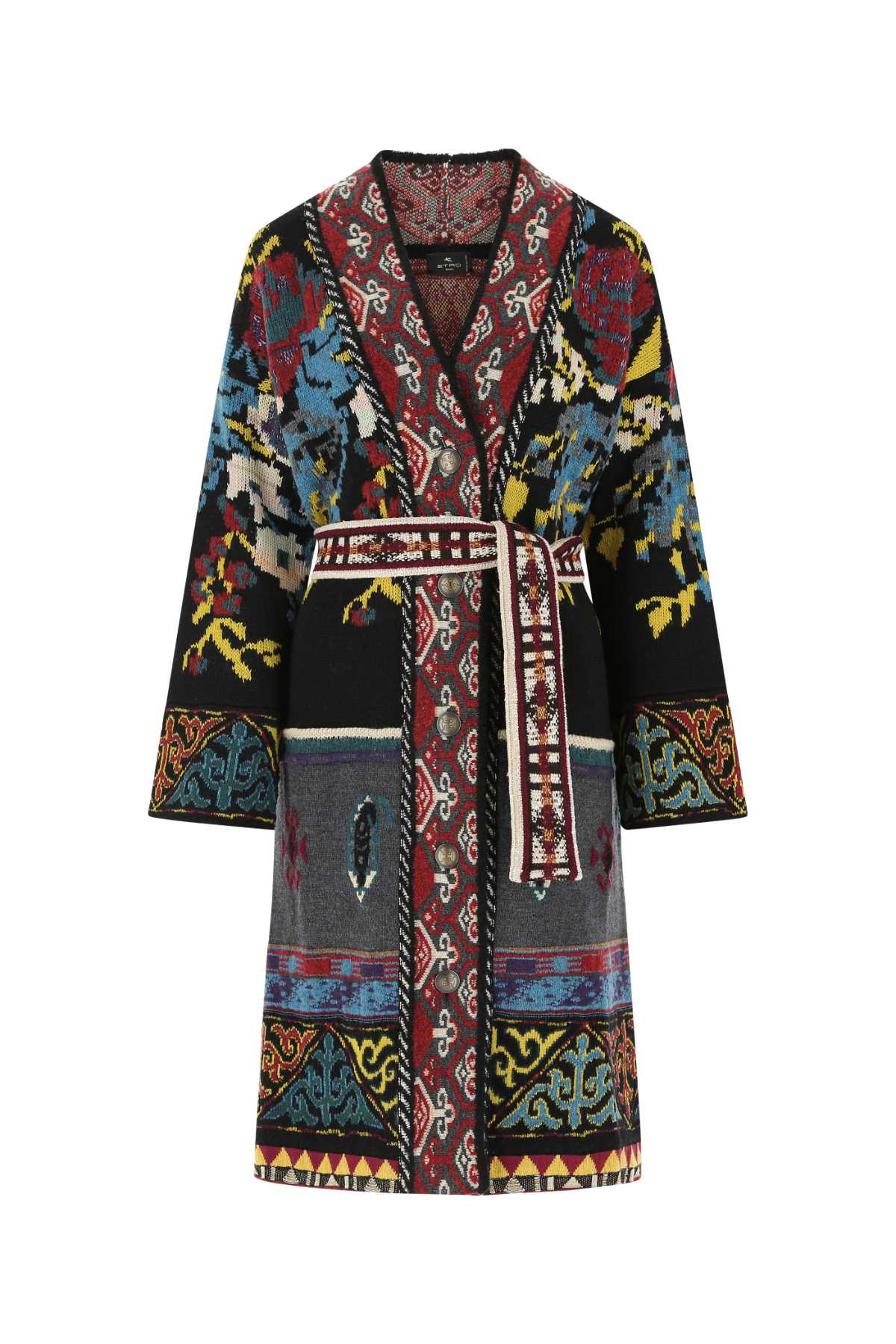 Etro Abstract Jacquard Belted Coat