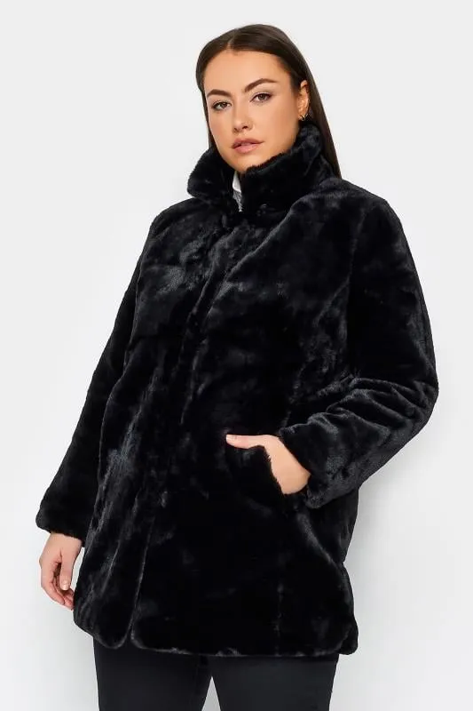 Evans Black Faux Fur Coat