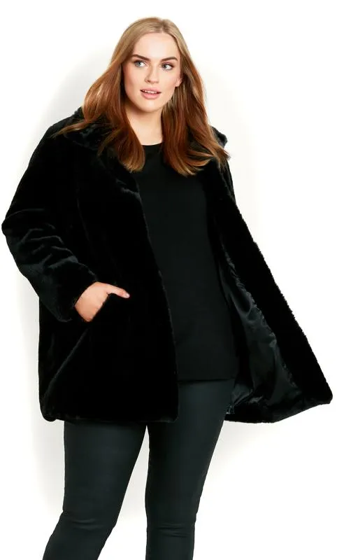 Evans Black Faux Fur Coat