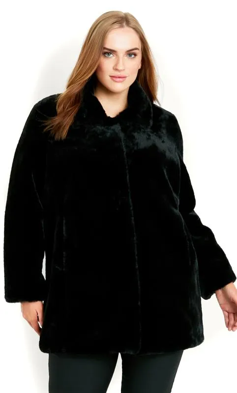 Evans Black Faux Fur Coat