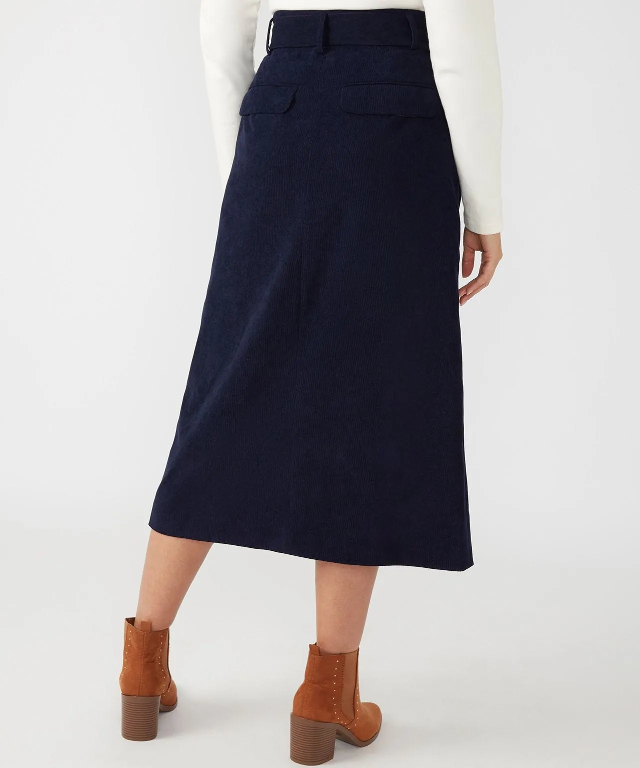 First Avenue Corduroy Belted Skirt