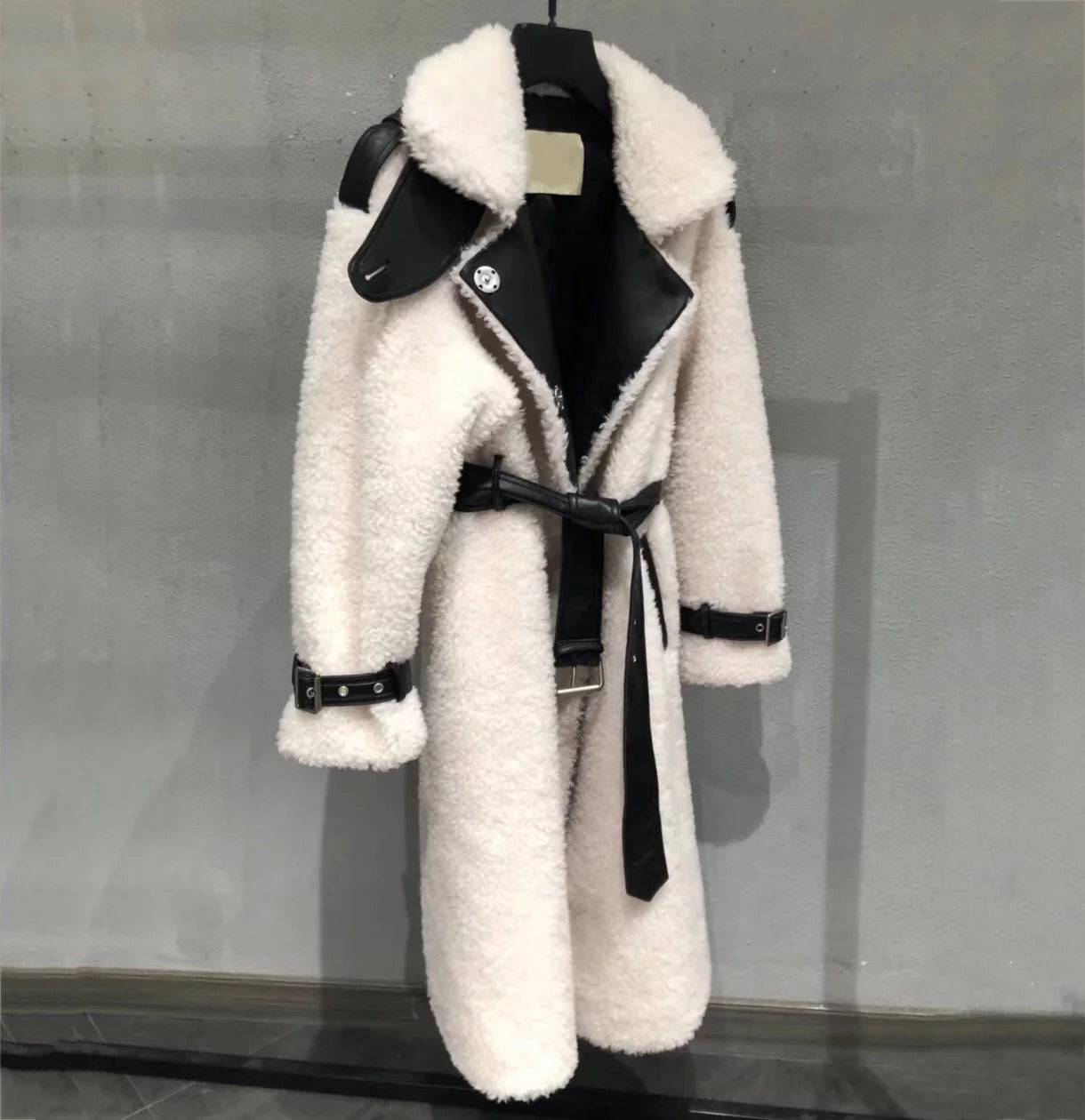 Genuine Sheep Shearing Fur Wool Coat