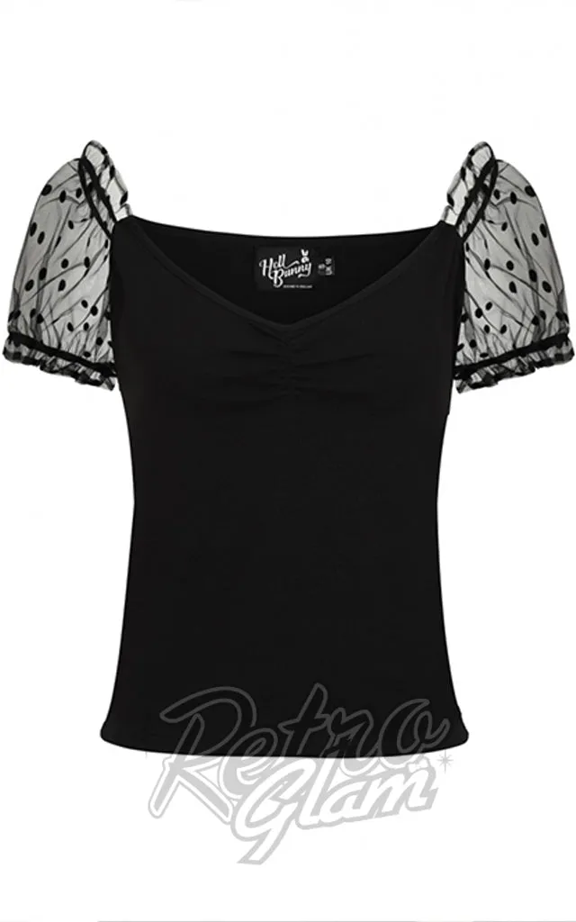 Hell Bunny Amandine Top in Black - M left only