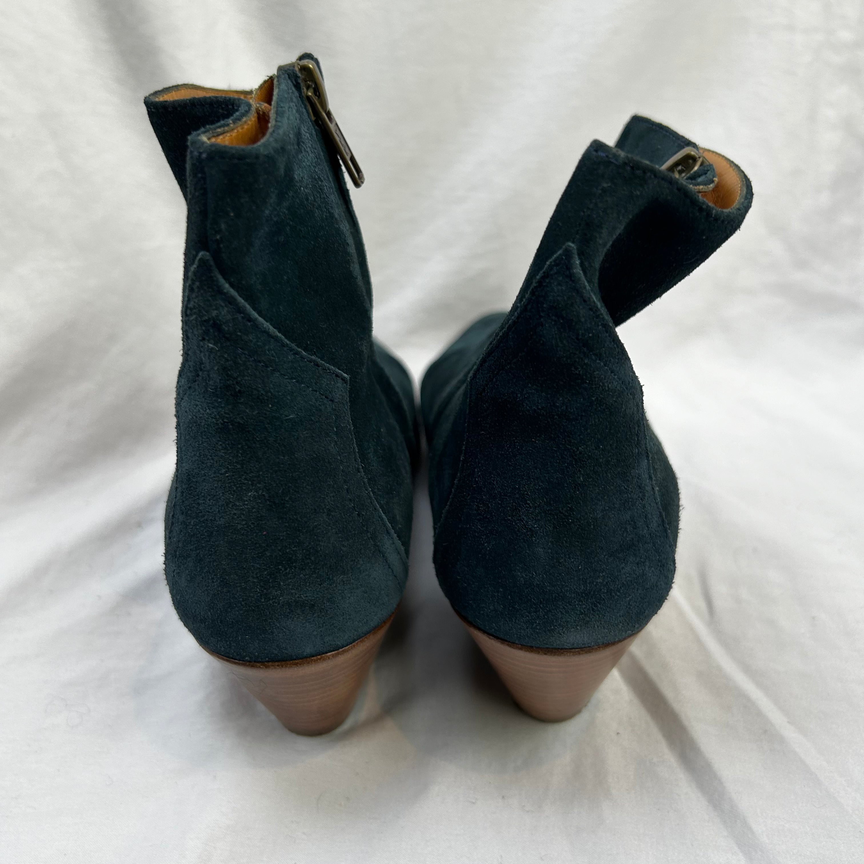 Isabel Marant Peacock Blue Suede Western Boots 37