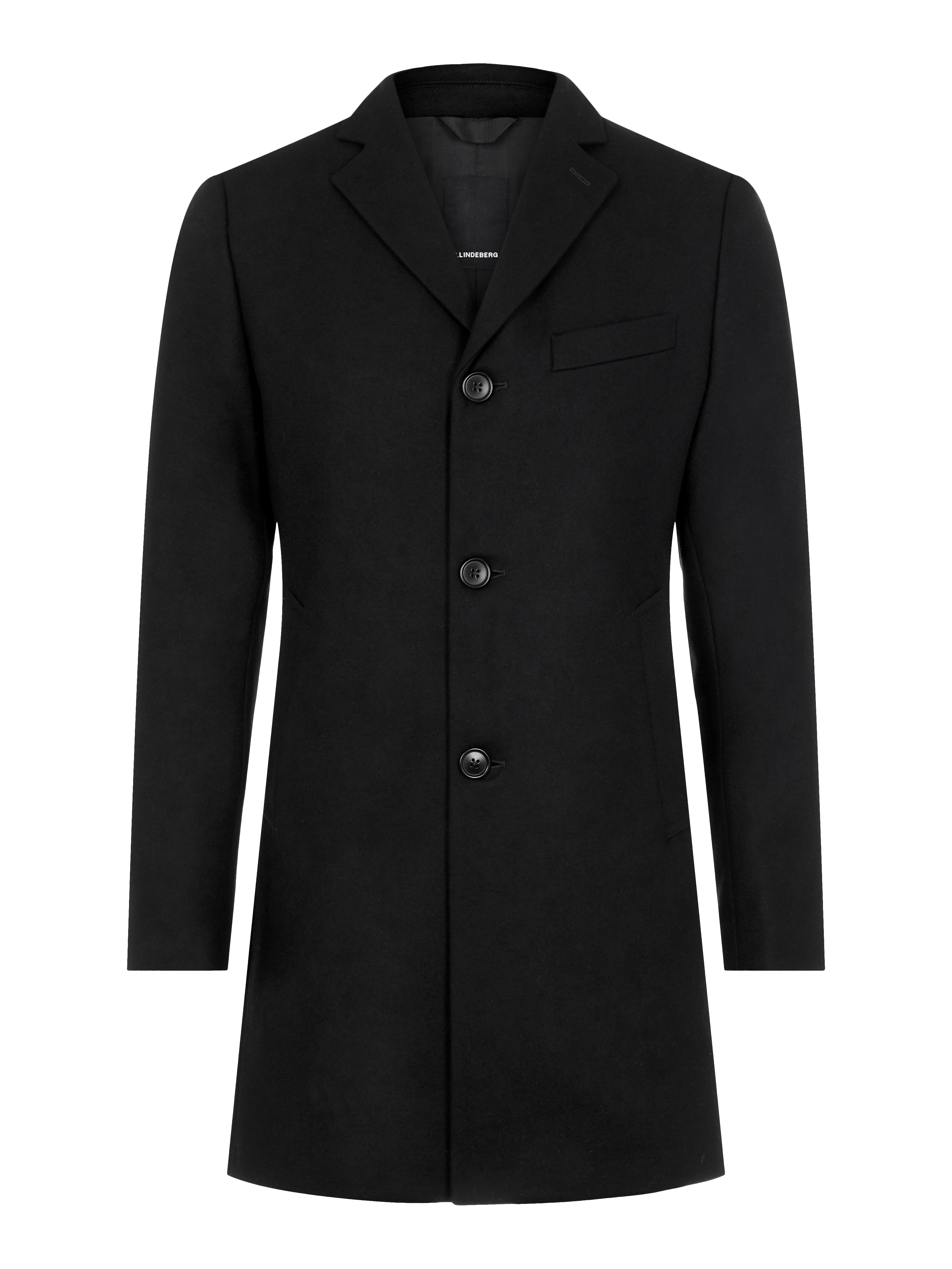 J.Lindeberg Mens Debonair Wolger Wool Coat - BLACK