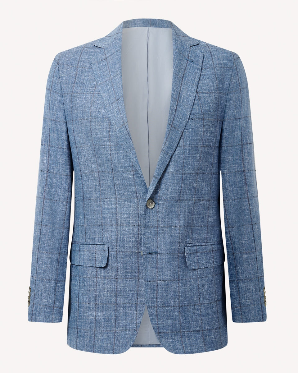 Joseph Abboud Linen Silk Jacket Blue Check