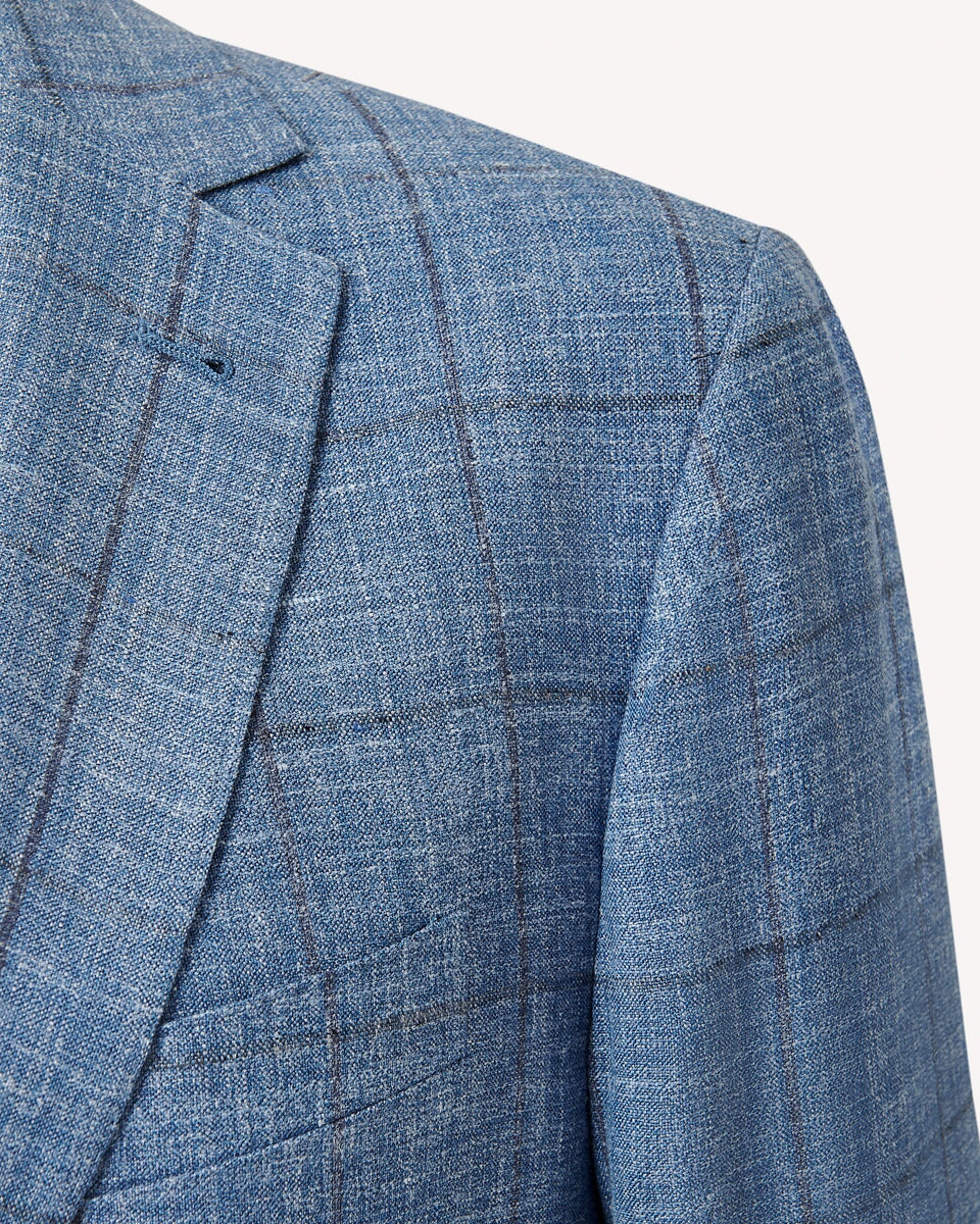 Joseph Abboud Linen Silk Jacket Blue Check