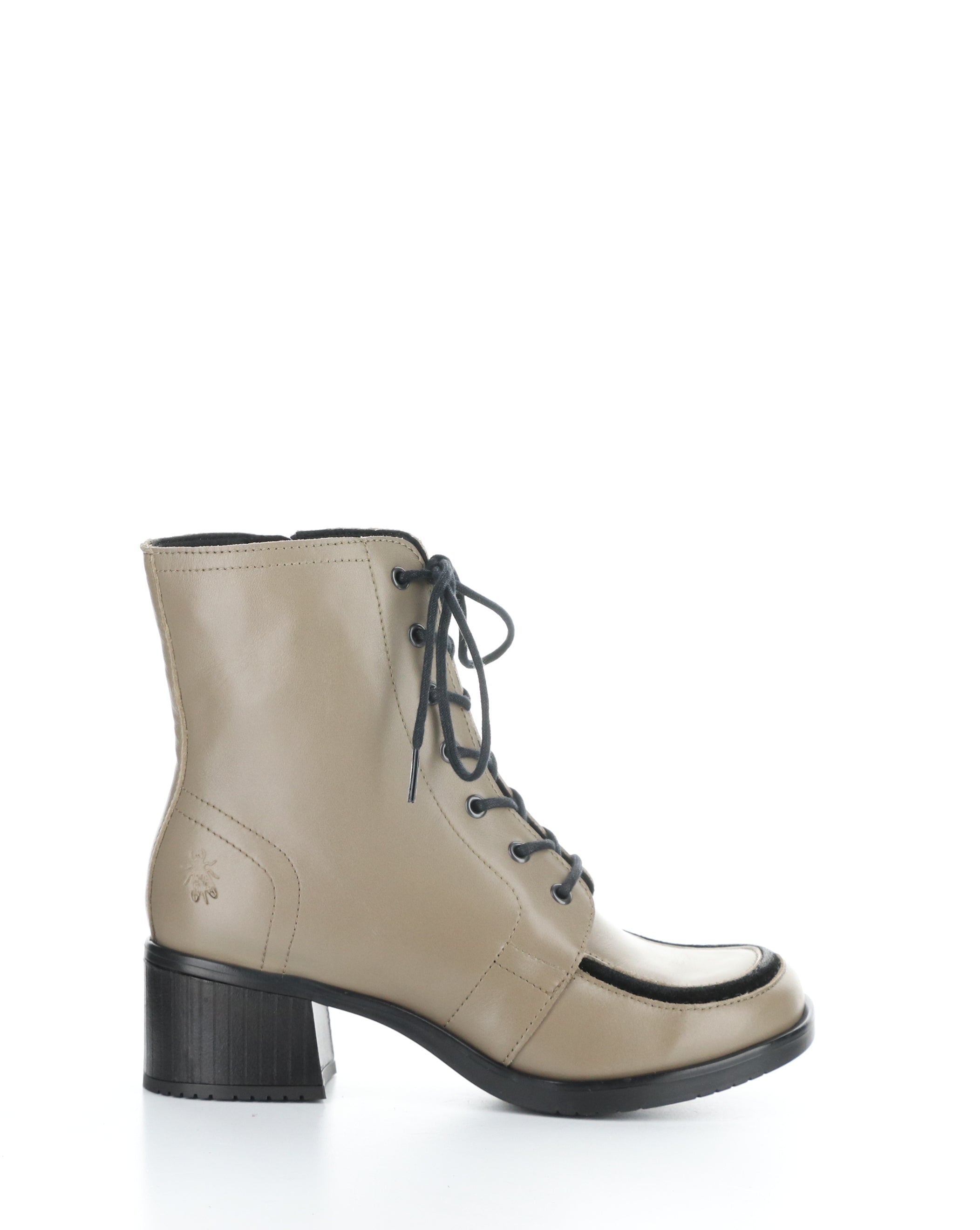 KASS017FLY 002 TAUPE/BLACK Round Toe Boots