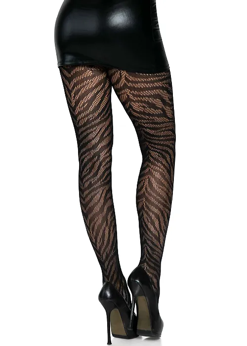 Leg Avenue Zebra Net Black Tights ()