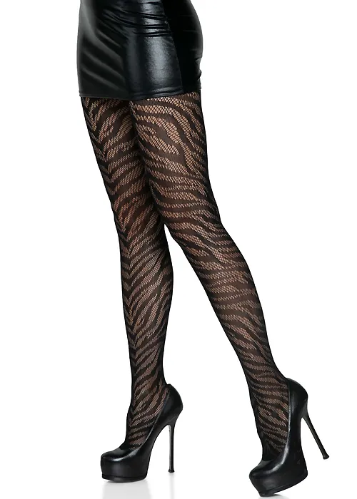 Leg Avenue Zebra Net Black Tights ()