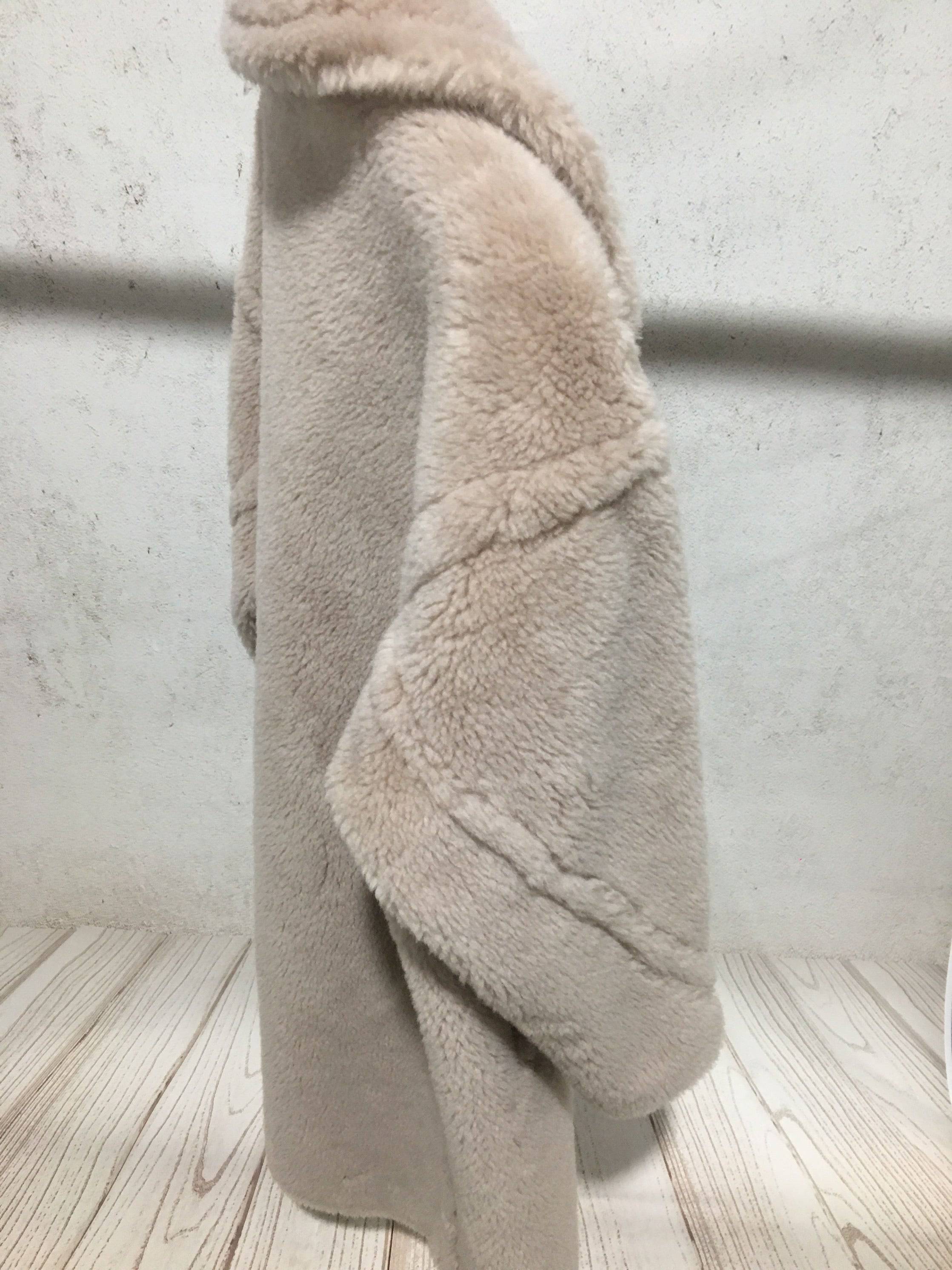 Long Loose Fit Shearling Fur Teddy Coat