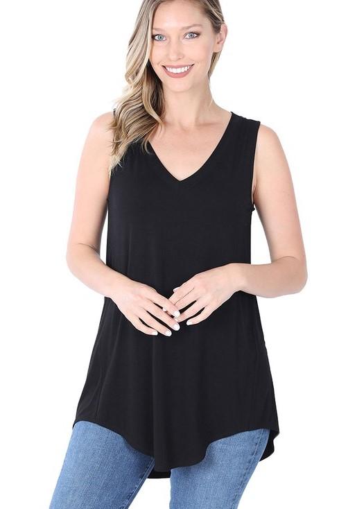 Luxe V Neck Top in Black