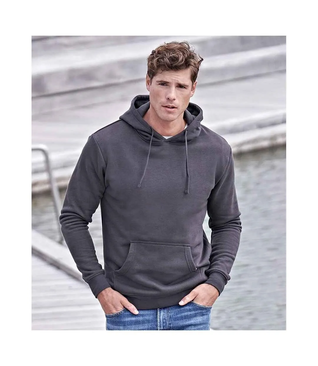 Mens organic hoodie dark grey Tee Jays