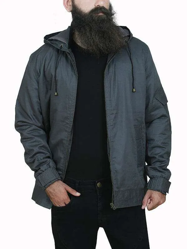 Mens Tom Grey Hooded Jacket - New American Jackets