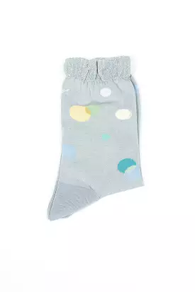 Metallic Thread Polka Ankle Sock Blue