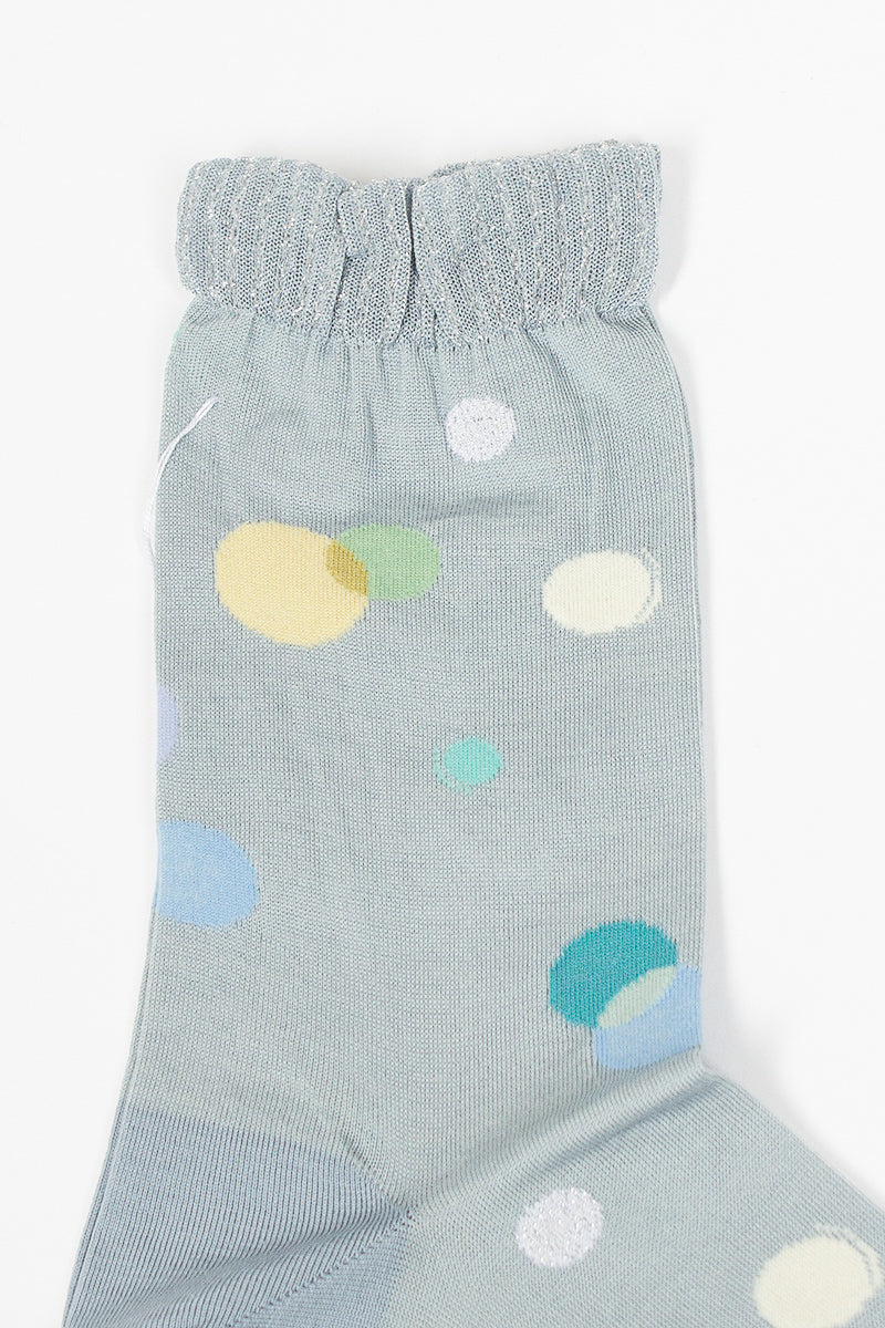 Metallic Thread Polka Ankle Sock Blue