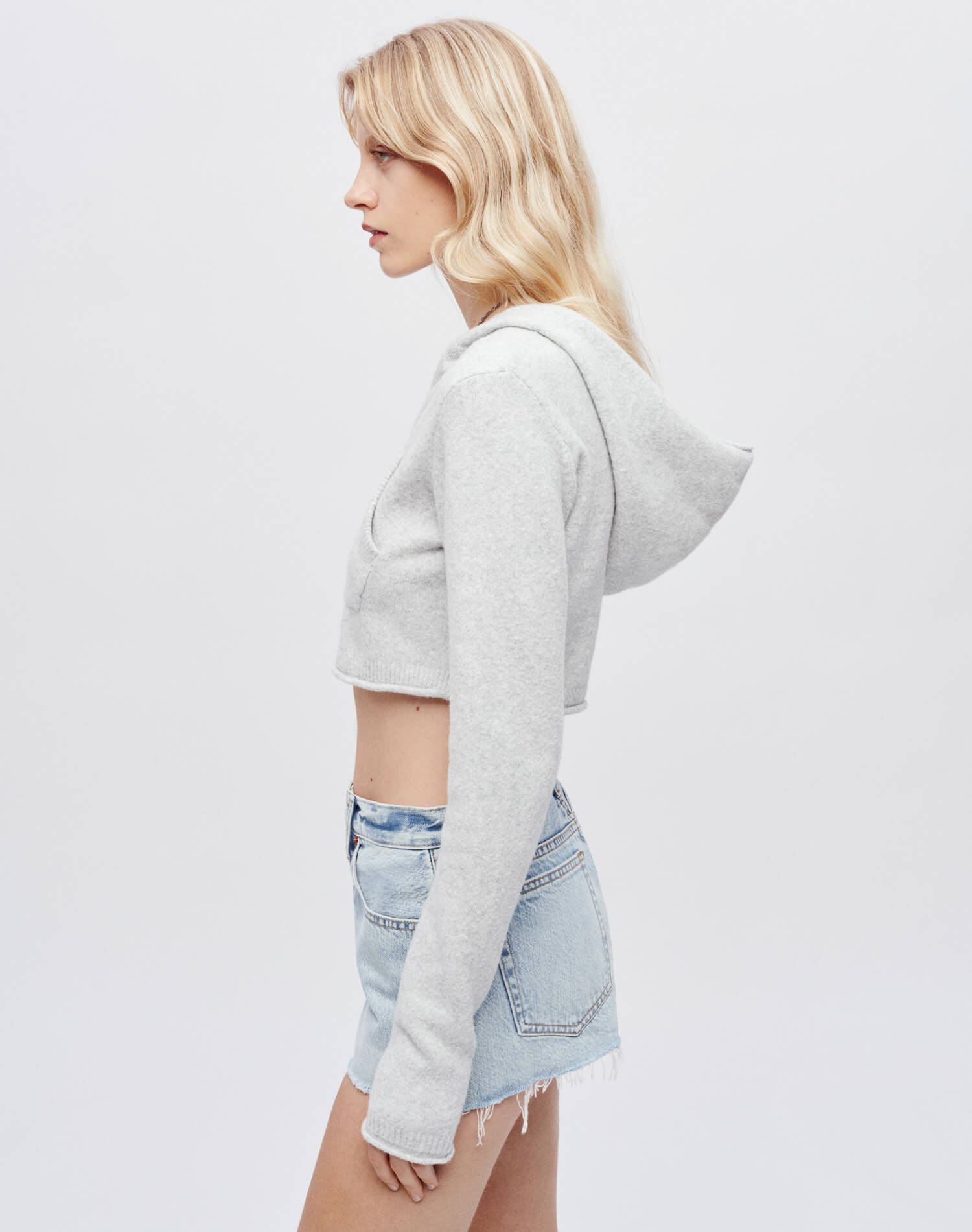 Mini Knit Hoodie - Light Grey