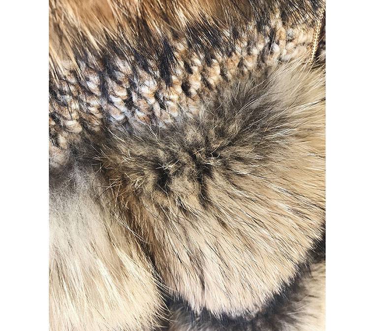 Multi Color Raccoon Fur Tweed Coat